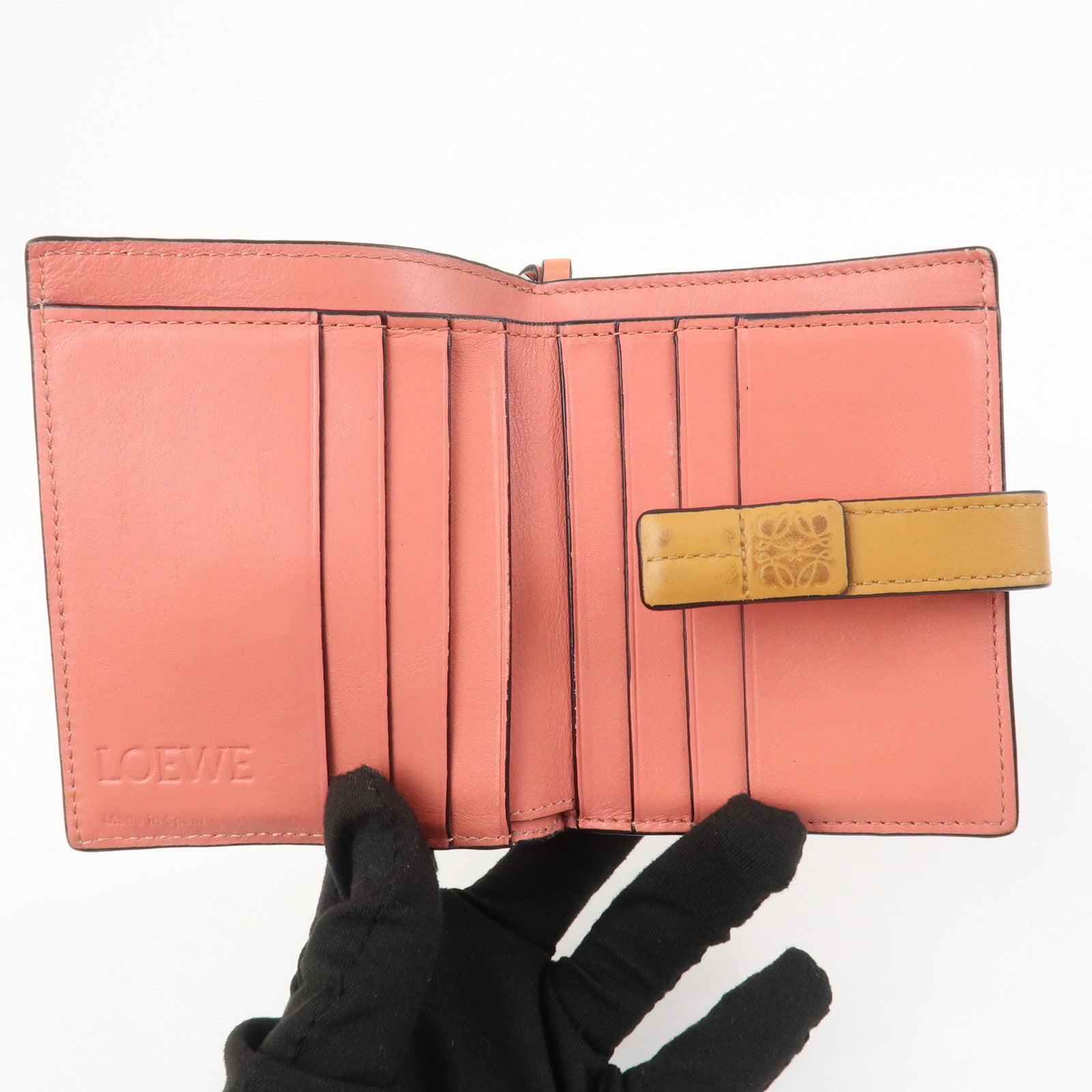 LOEWE Anagram Soft Grain Calf Compact Wallet Light Oats Honey