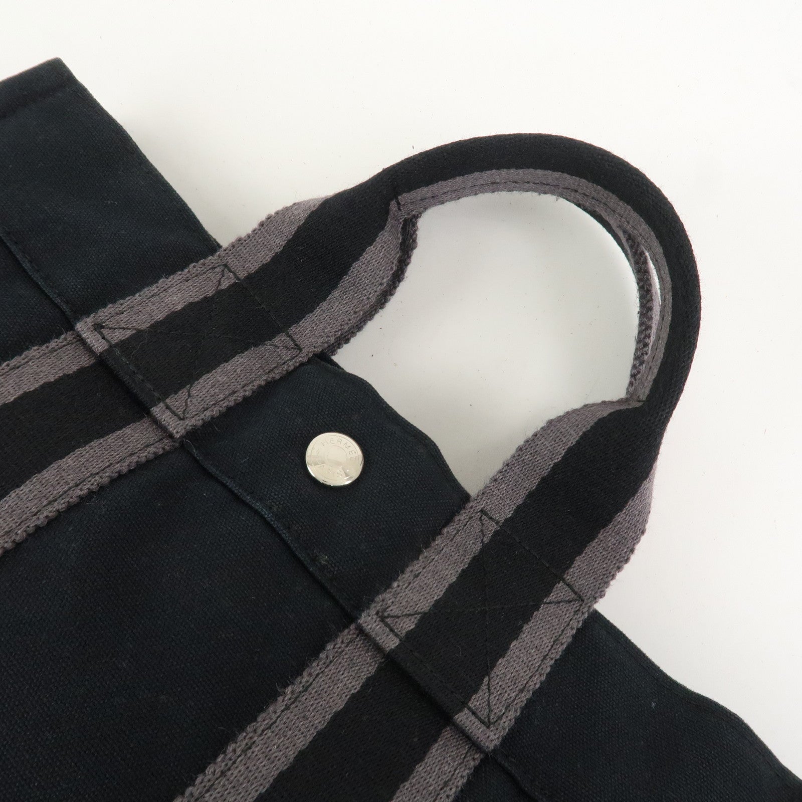 HERMES Fourre Tout PM Canvas Tote Bag Hand Bag Black