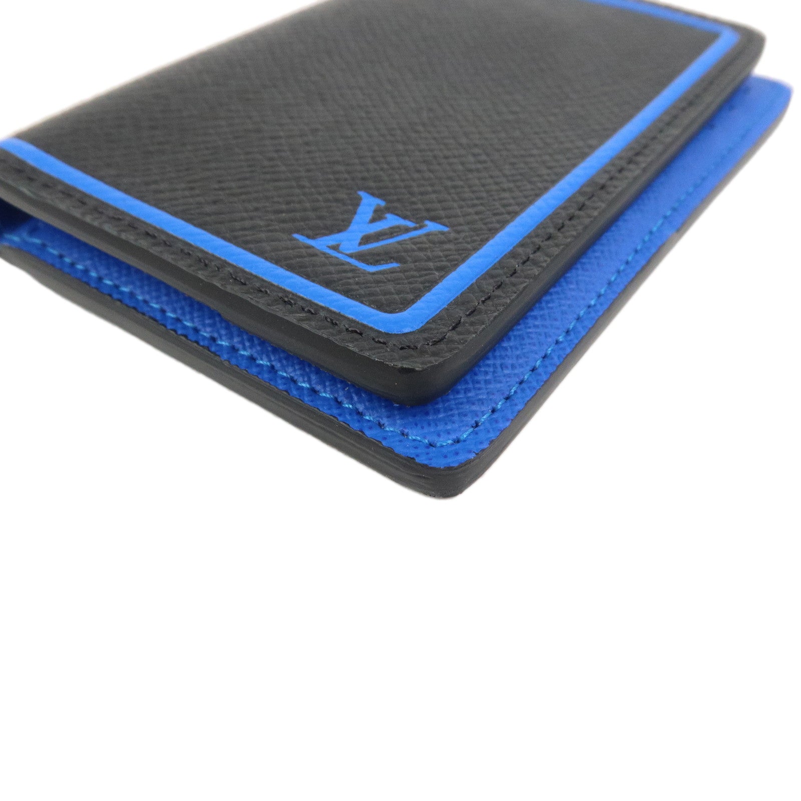 Louis Vuitton Taiga Organizer de Posh Card Case Noir Blue M63329