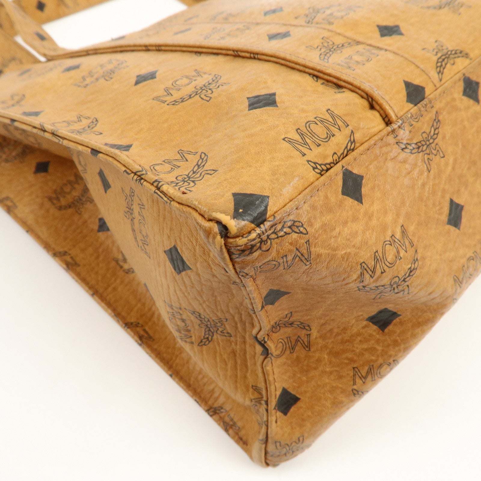 MCM Visetos Leather Shoulder Bag Tote Bag Brown