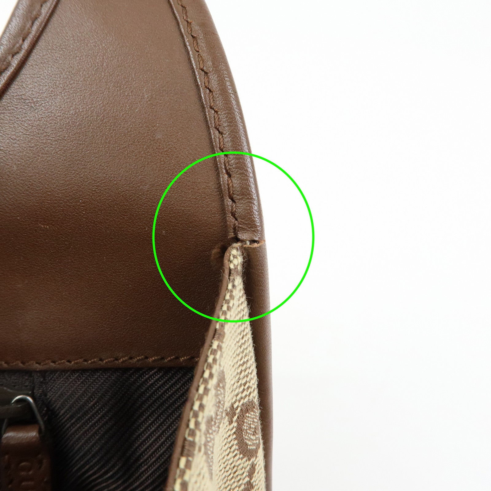 GUCCI Jackie GG Canvas Leather Hand Bag Brown 002.1068
