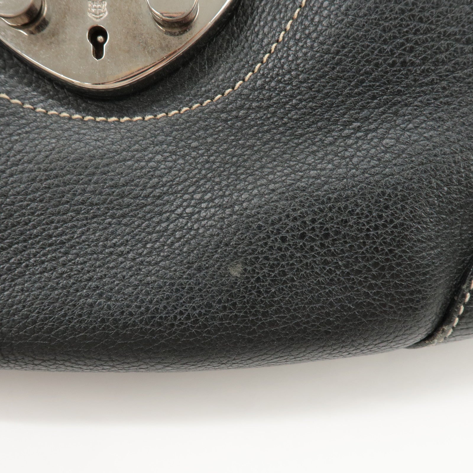 PRADA Logo Leather Shoulder Bag Hand Bag Black BR3593 Used