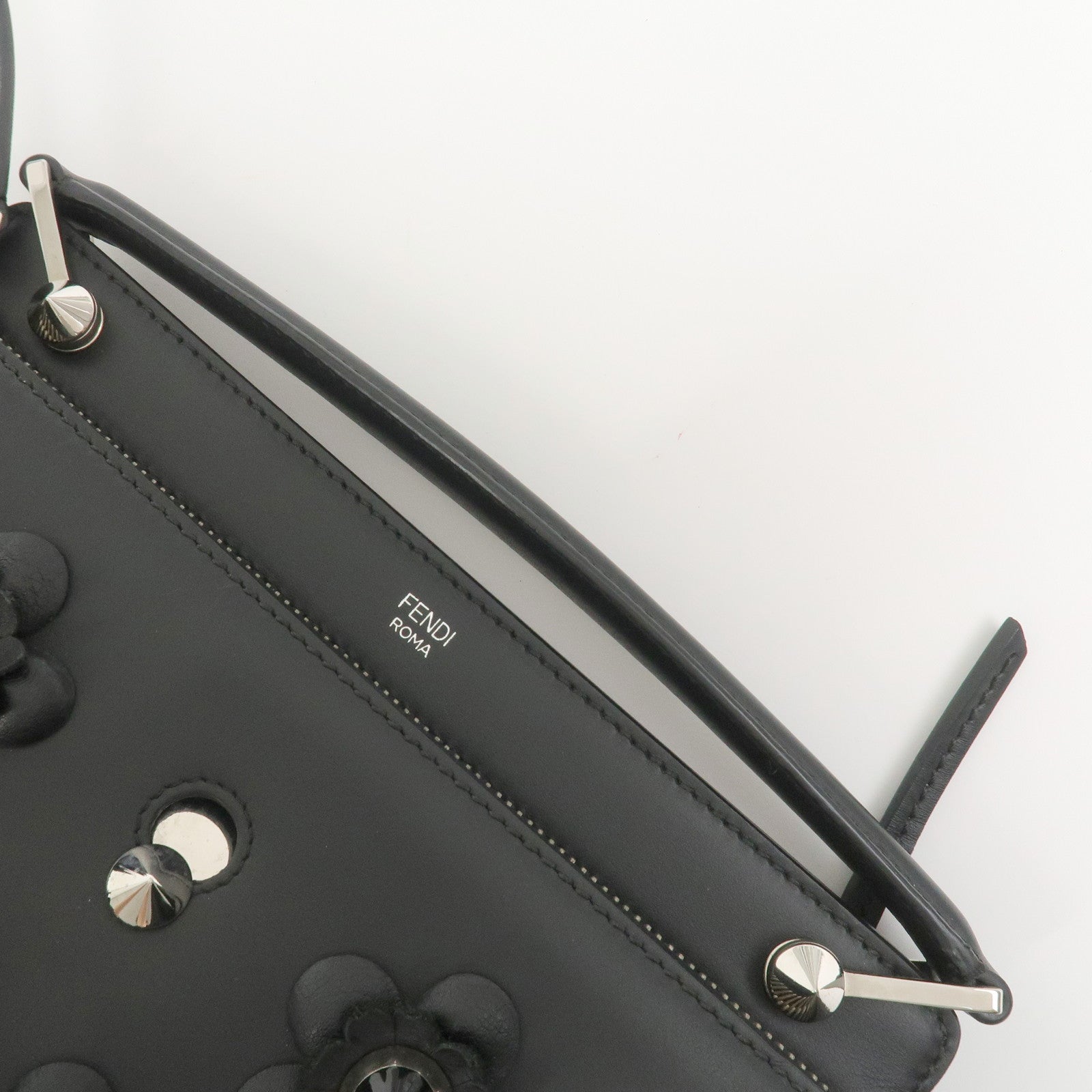 FENDI Dotcom Leather 2WAY Bag Hand Bag Shoulder Bag Black 8BN293