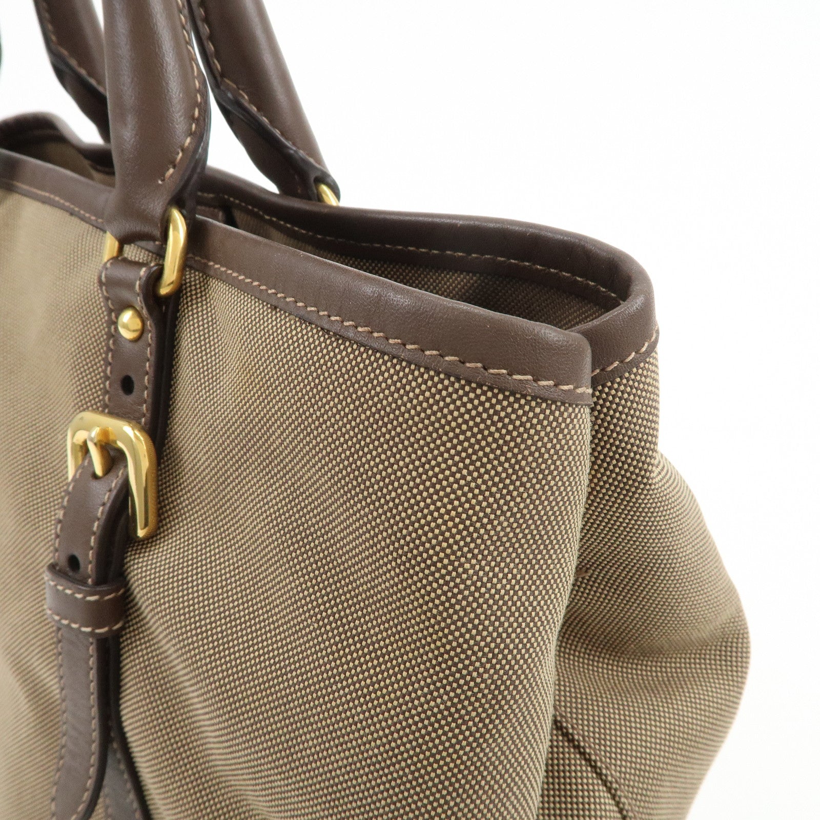 PRADA Jaguard Canvas Leather 2Way Tote Bag Shoulder Bag BN1841