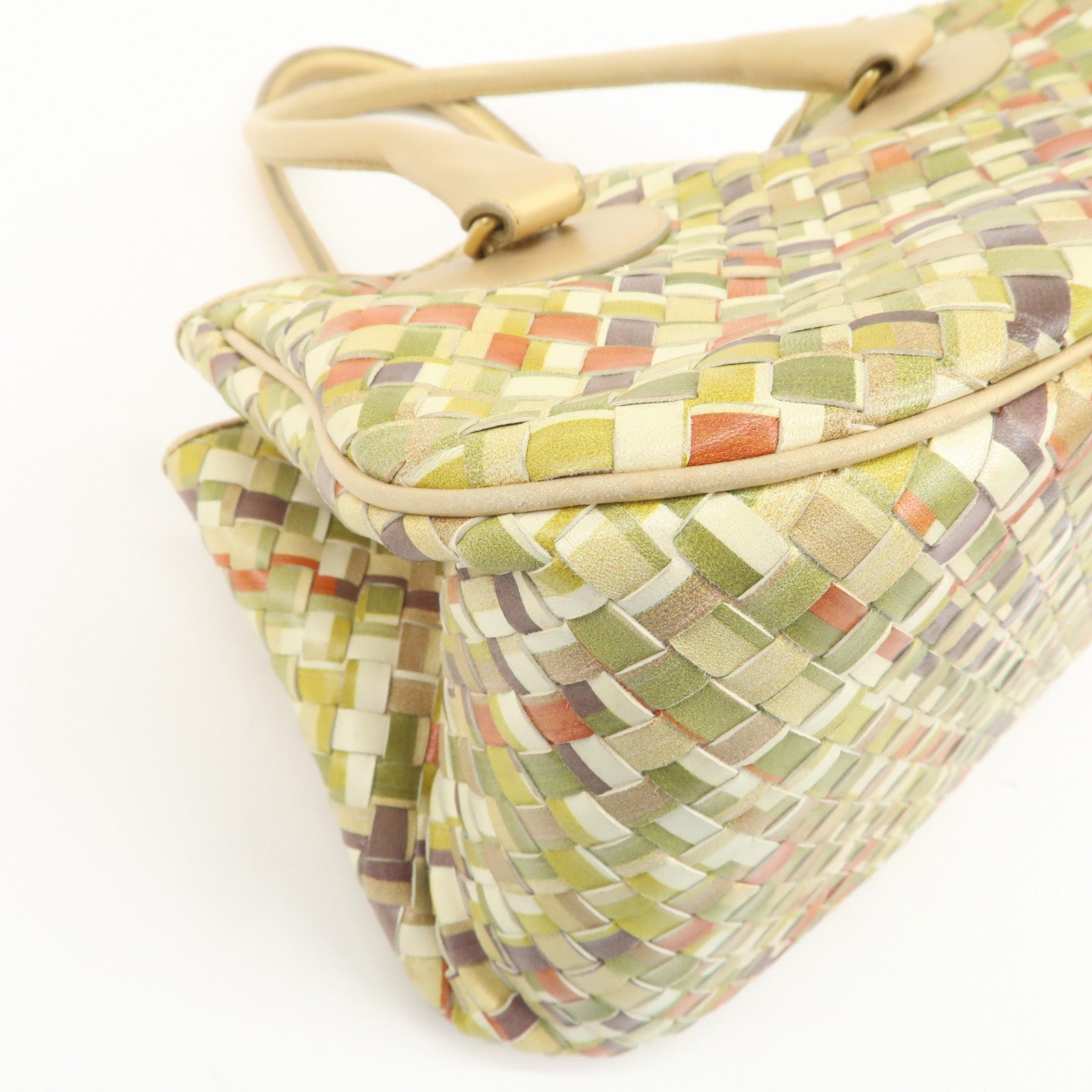 BOTTEGA VENETA Intrecciato Shoulder Bag Hand Bag Green Gold