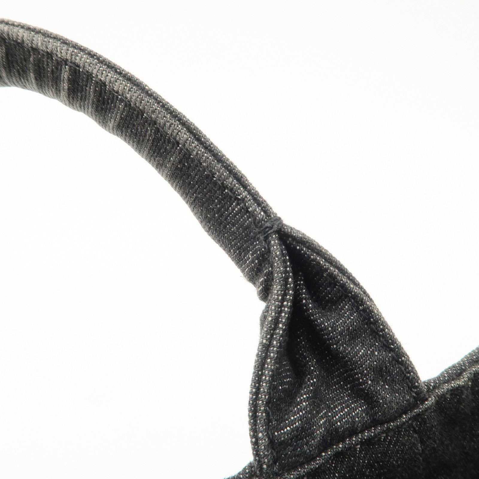 PRADA Logo Canapa Mini Denim 2Way Tote Bag Gray Gold HDW 1BG439 Used