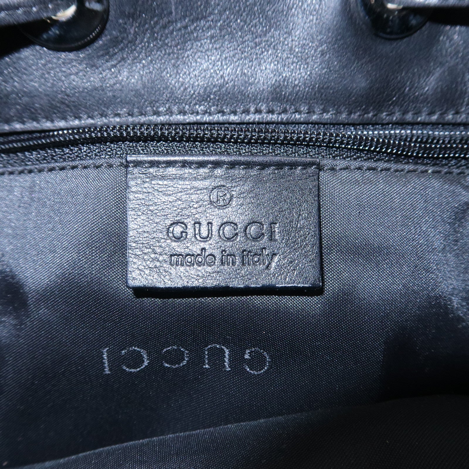 GUCCI Bamboo Leather Shoulder Bag Hand Bag Black 001・4033