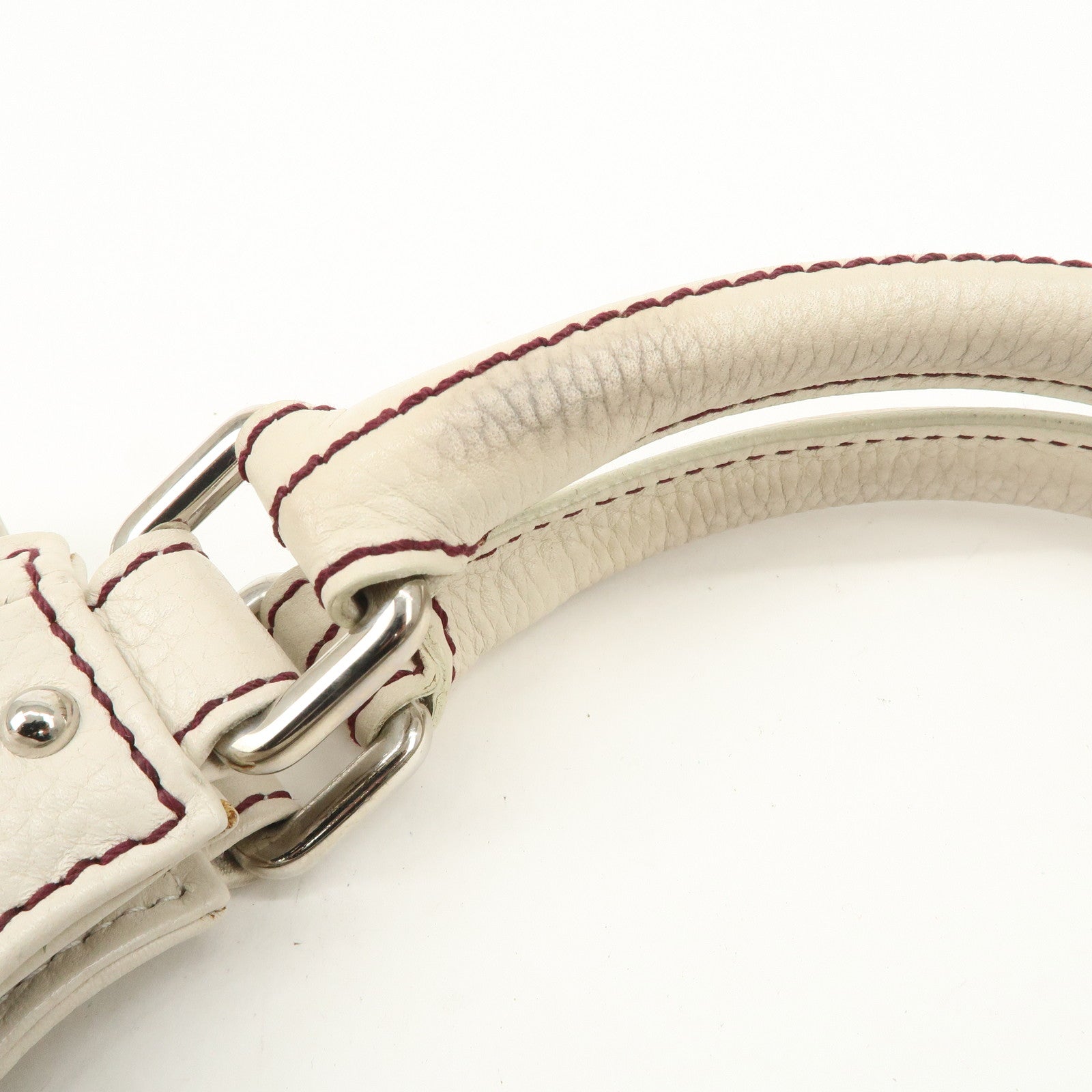 CHANEL Logo Calf Leather Fringe Tassel Shoulder Bag Hand Bag White A23055 Used