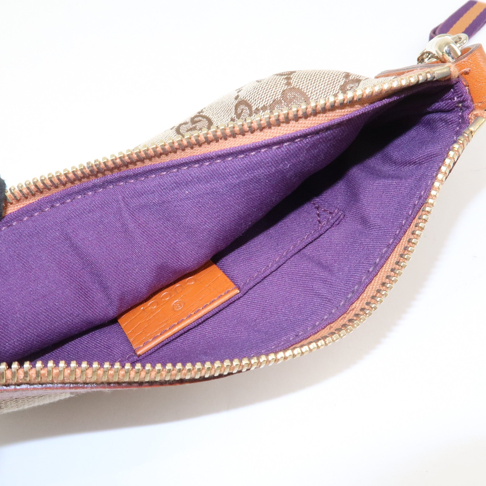 GUCCI Sherry GG Canvas Leather Pouch Cosmetic Pouch Brown 152507