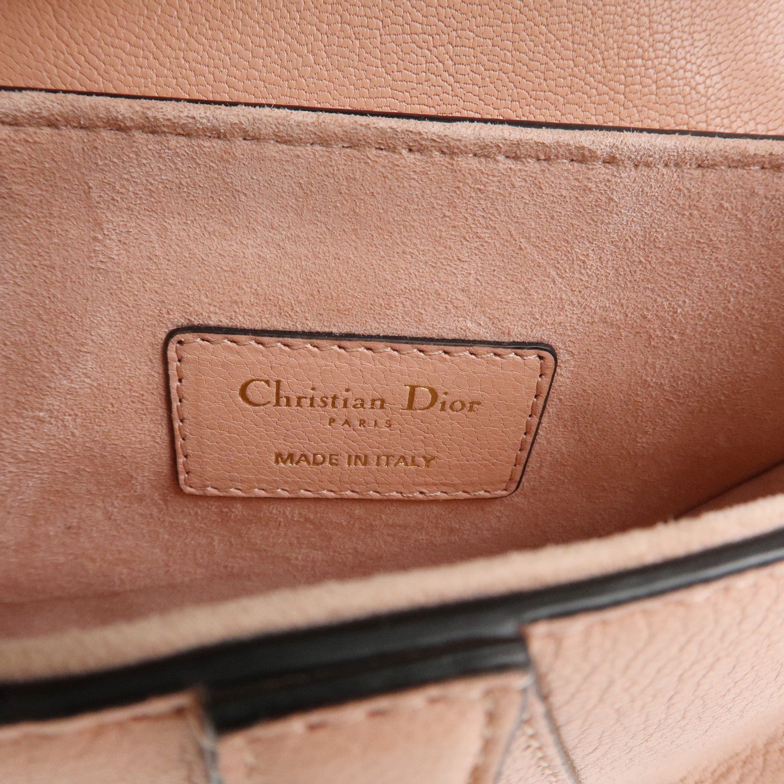 Christian Dior CD Logo Leather Saddle Bag Mini Hand Bag Pink