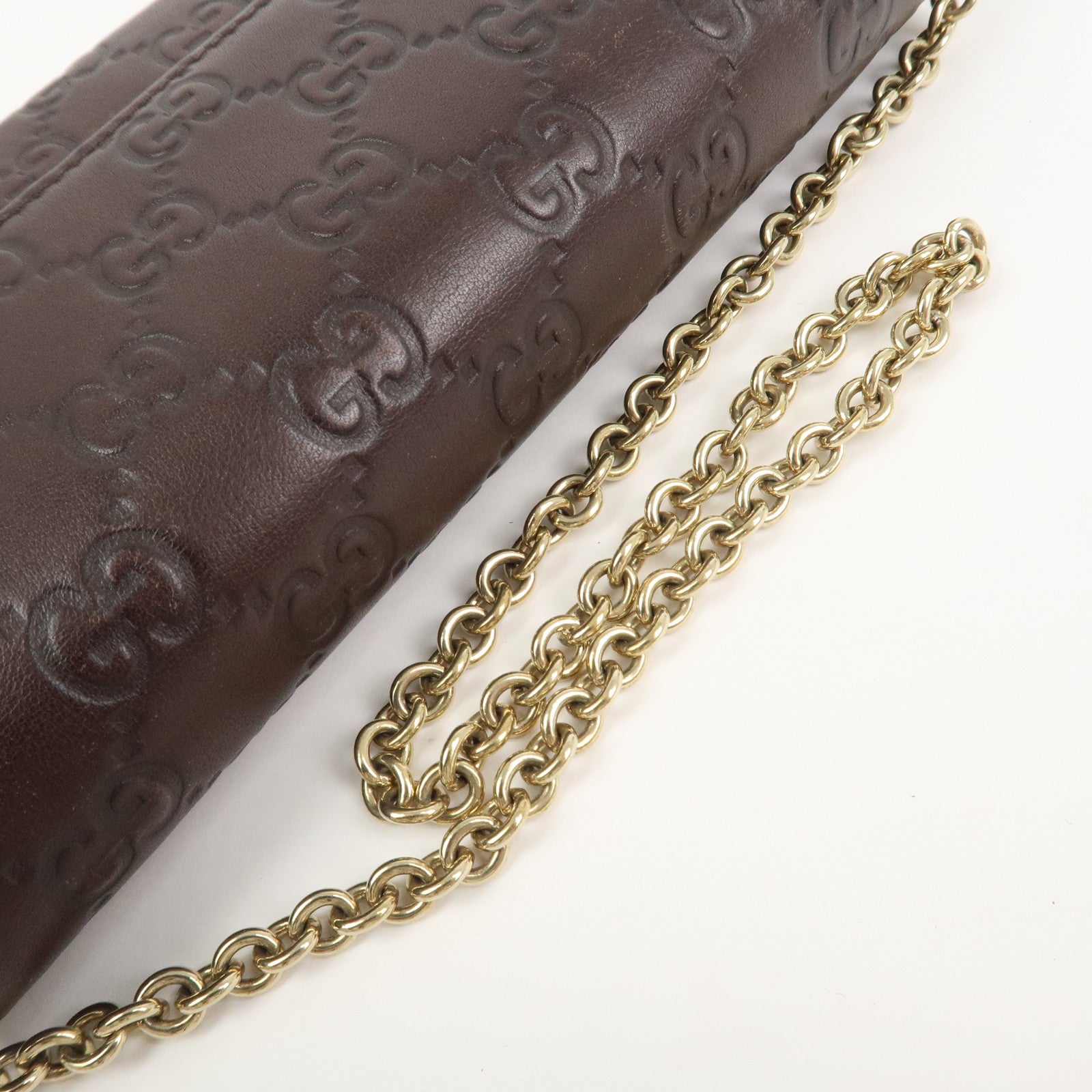 GUCCI Guccissima Leather Chain Strap Long Wallet Hand Bag 269541