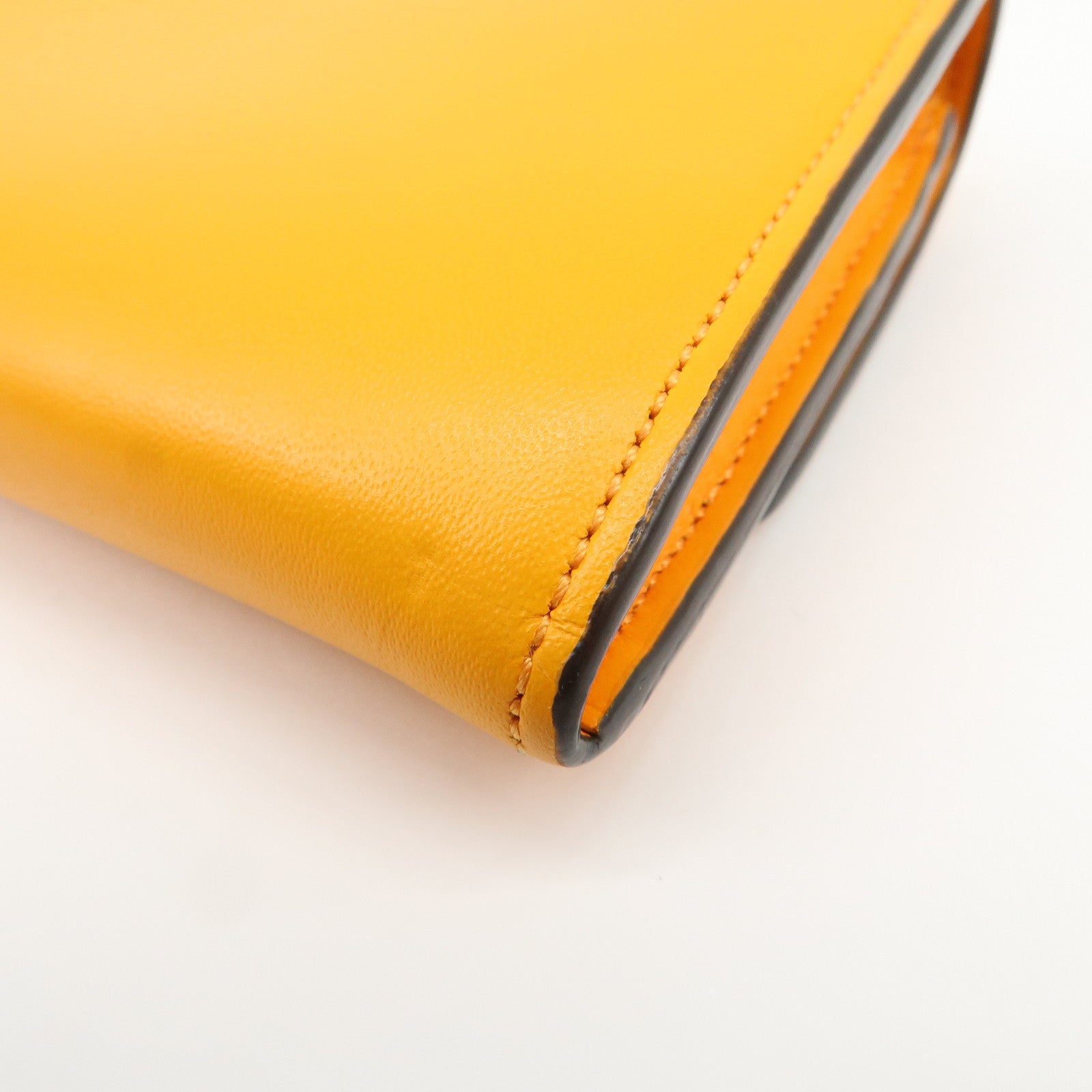 FENDI Logo Leather Long Wallet Orange Gold HDW 8M0251