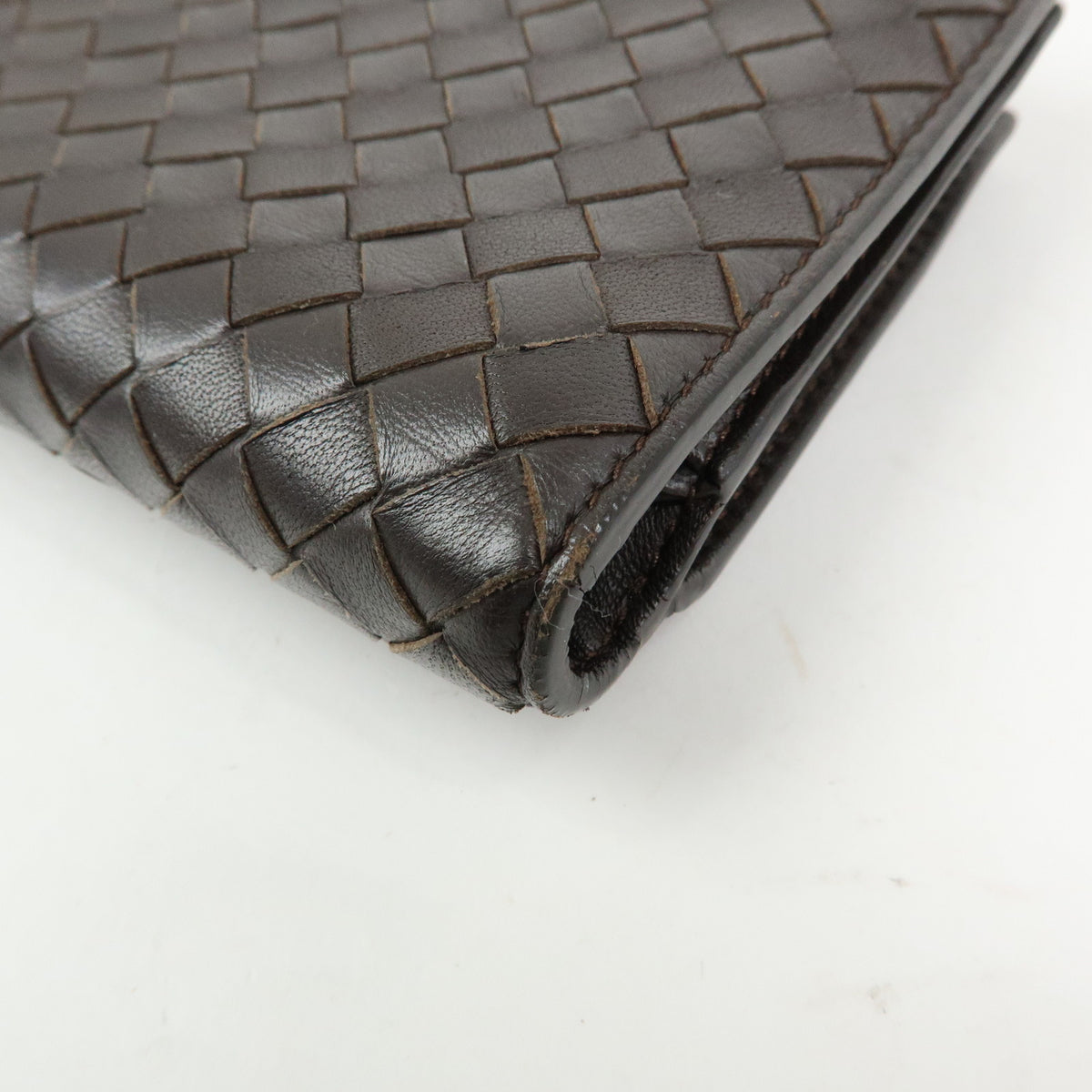 BOTTEGA VENETA Intrecciato Leather Bi-fold Long Wallet Brown