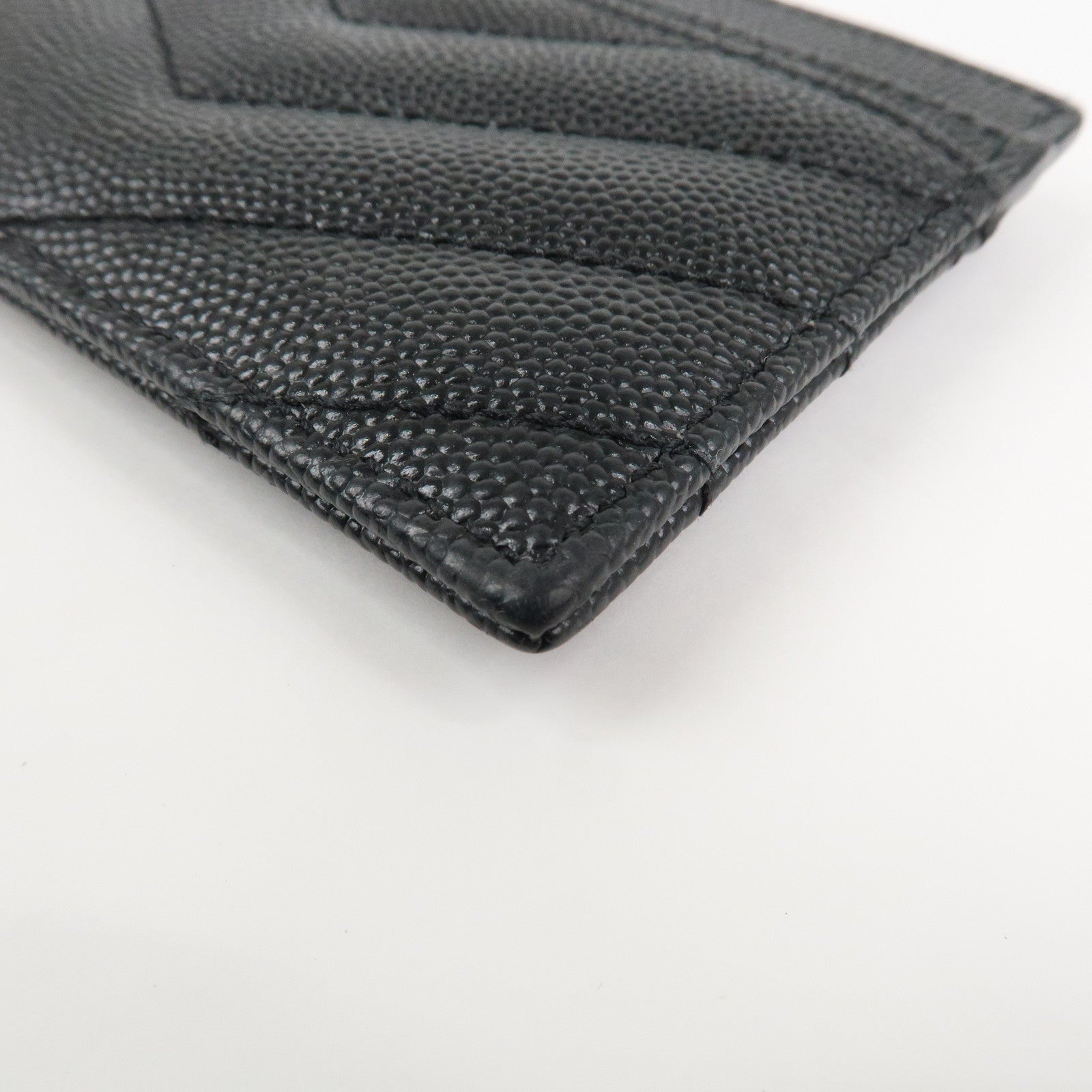 SAINT LAURENT PARIS Casandra Leather Card Case Black 423291