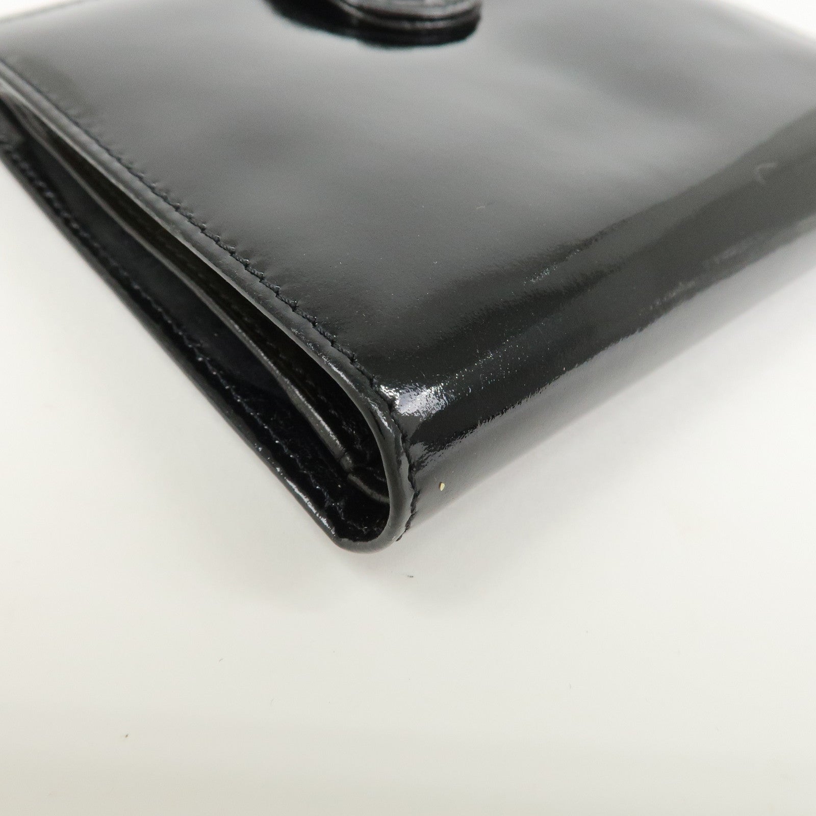 CHANEL COCO Mark Patent Leather Bi-fold Small Wallet Black A13497