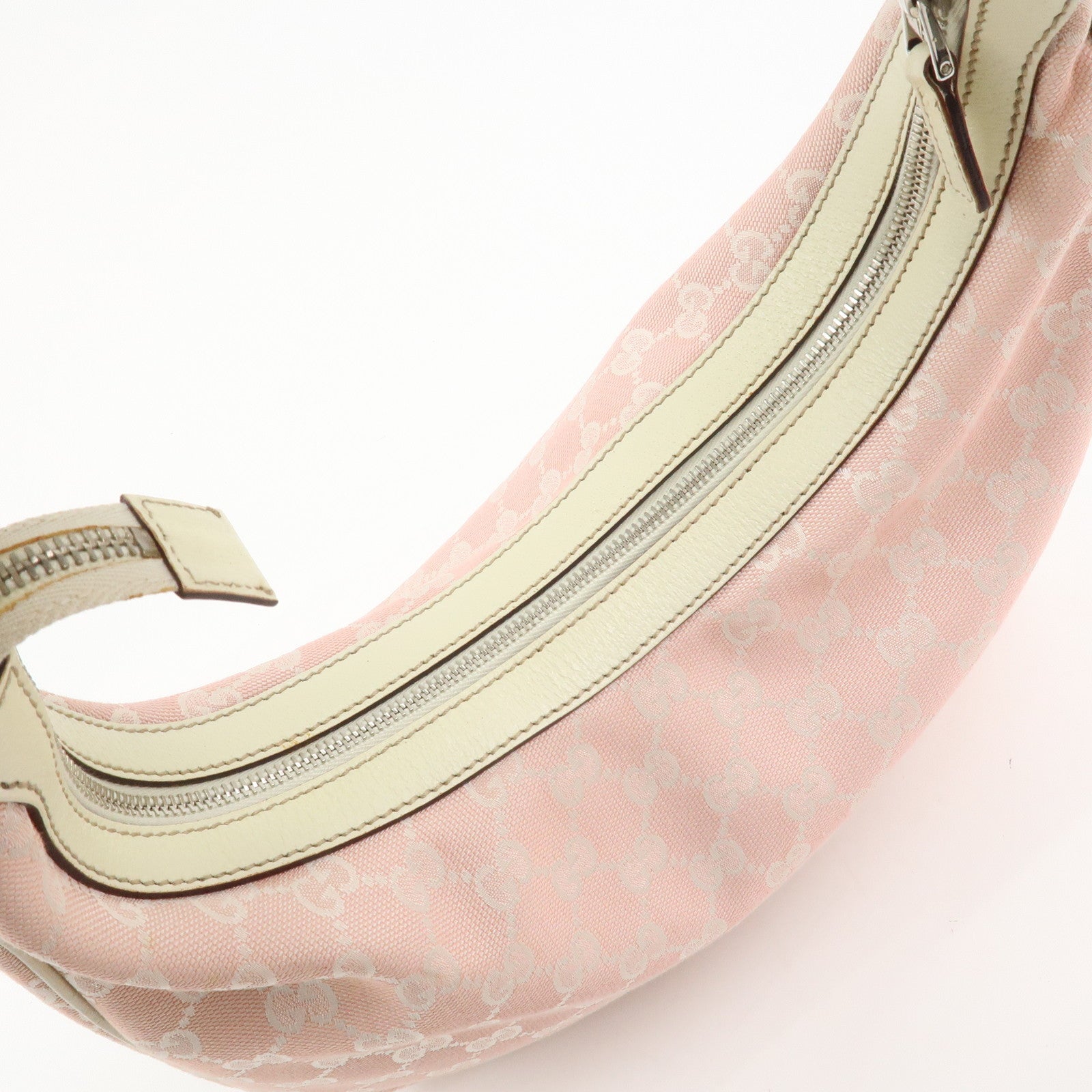 GUCCI Sherry Line GG Canvas Leather Shoulder Bag Pink 145757