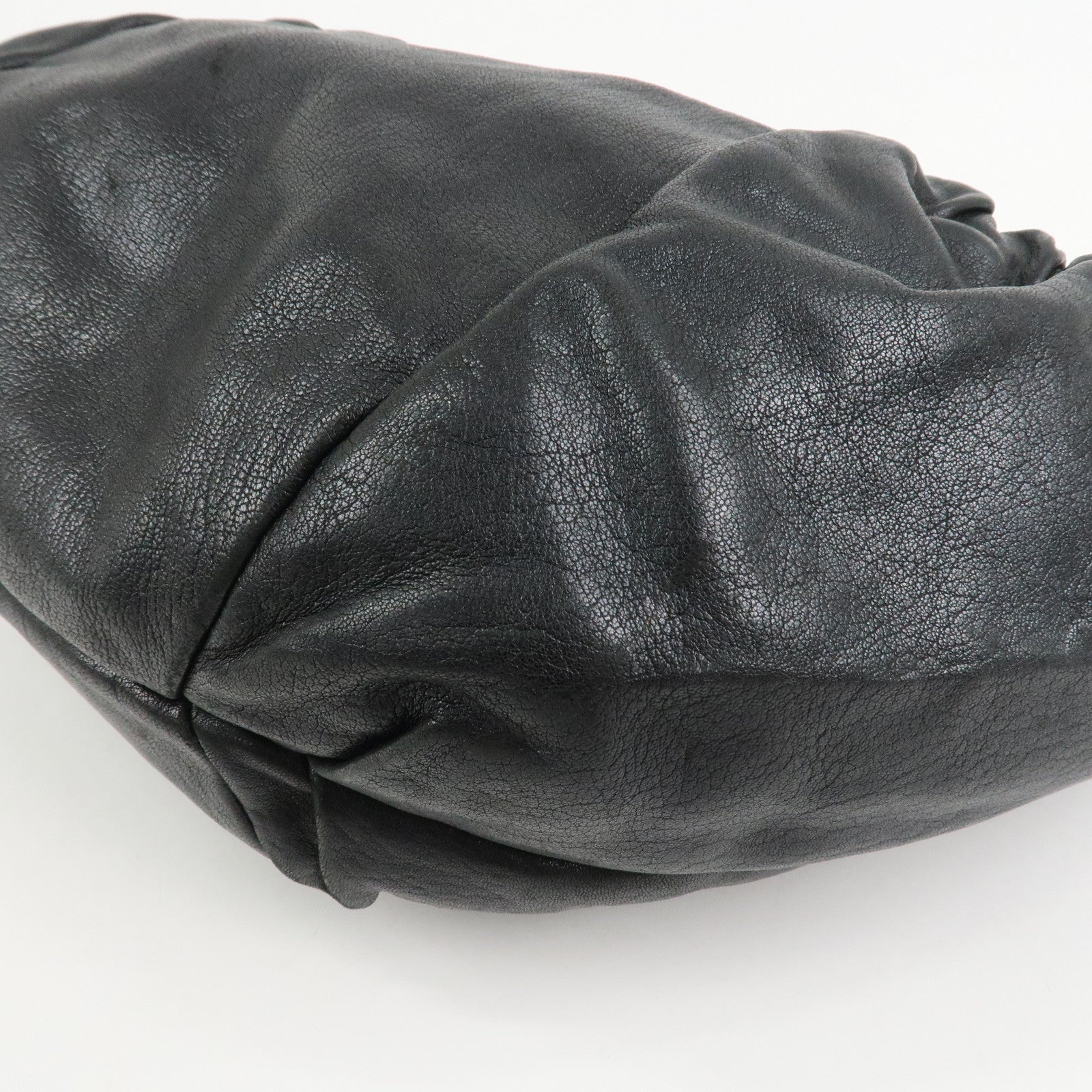 Ferragamo Leather Patent Leather Shoulder Bag Hand Bag Black