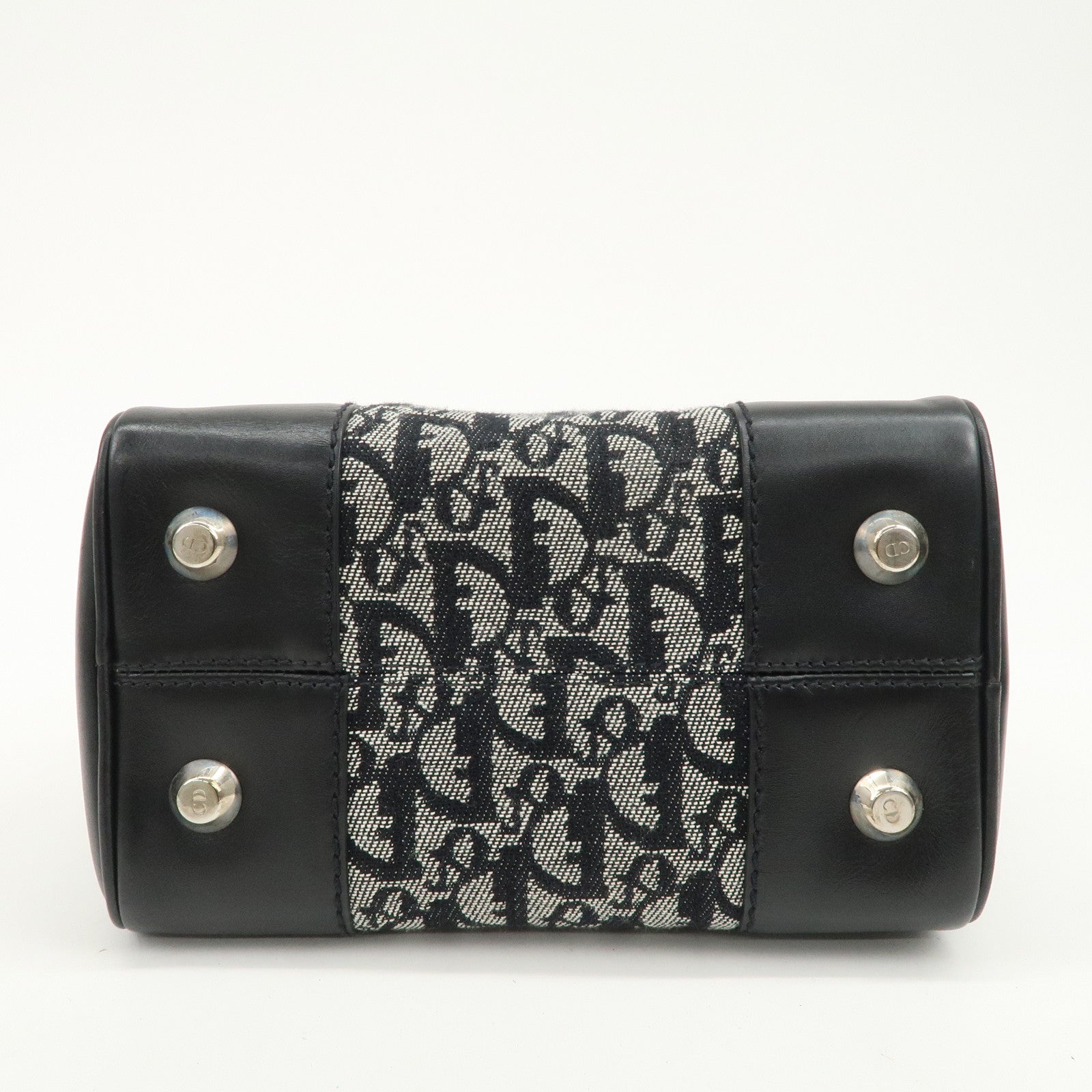 Christian Dior Trotter Canvas Leather Boston Bag Black