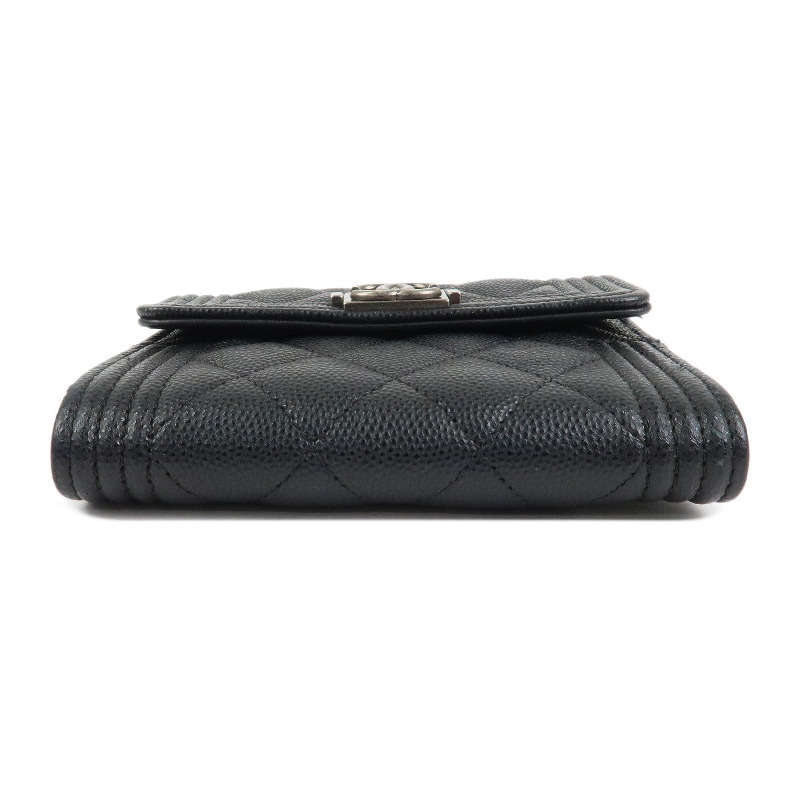 CHANEL Boy CHANEL Small Flap Tri-Fold Wallet Black A84432