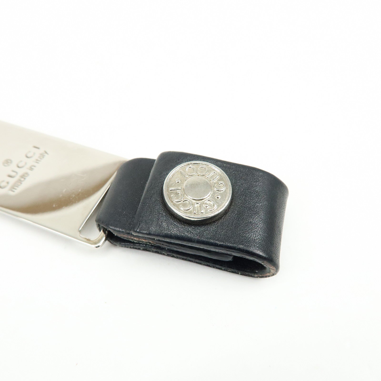 GUCCI Sherry Metal Leather Bag Charm Key Holder Black 039 2194 1089