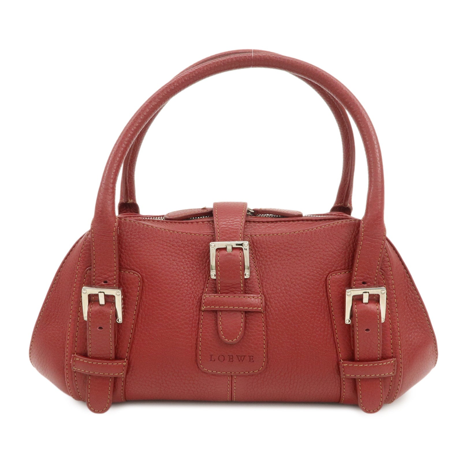 LOEWE Senda Leather Shoulder Bag Hand Bag Red