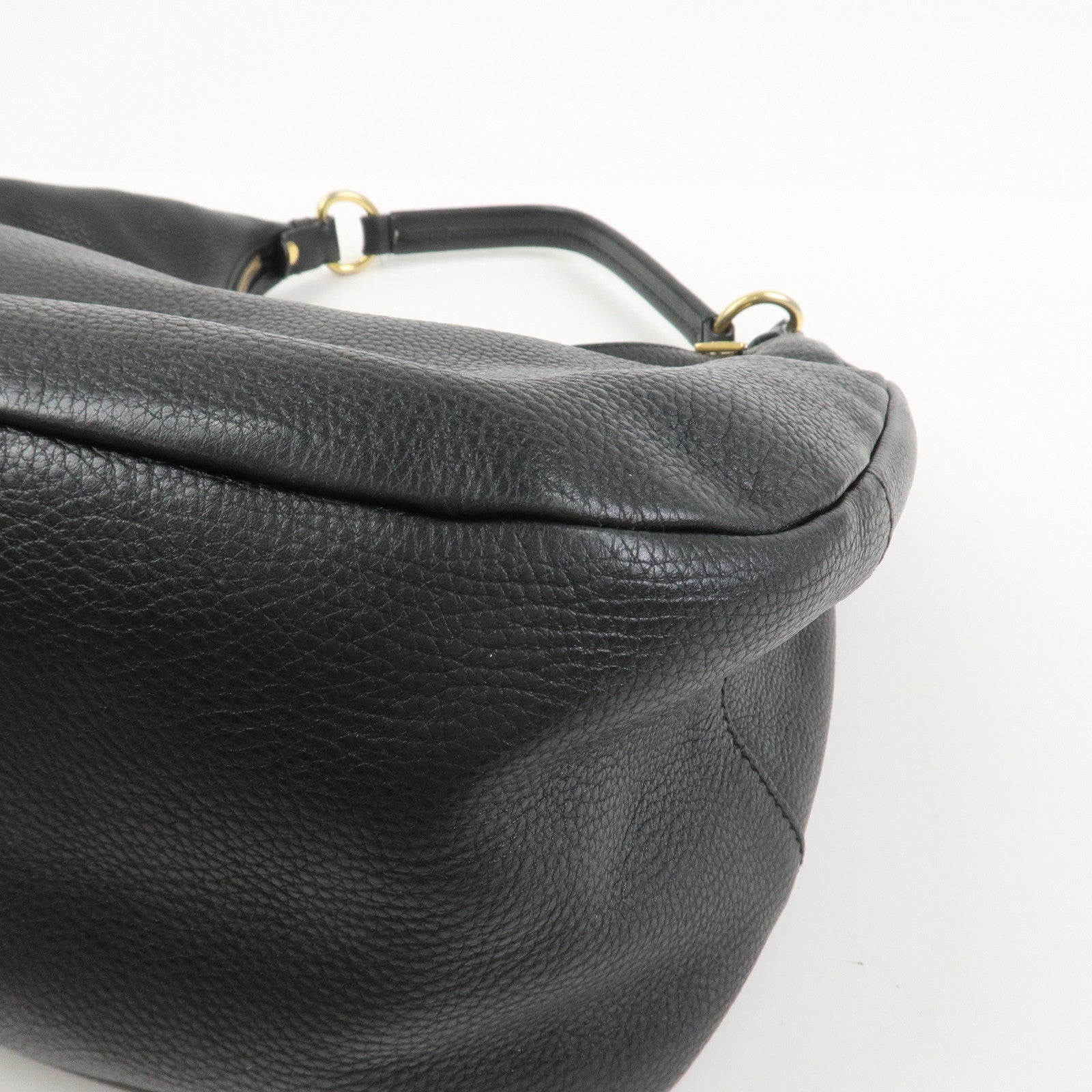 PRADA Leather Shoulder Bag Hand Bag Black BR4311
