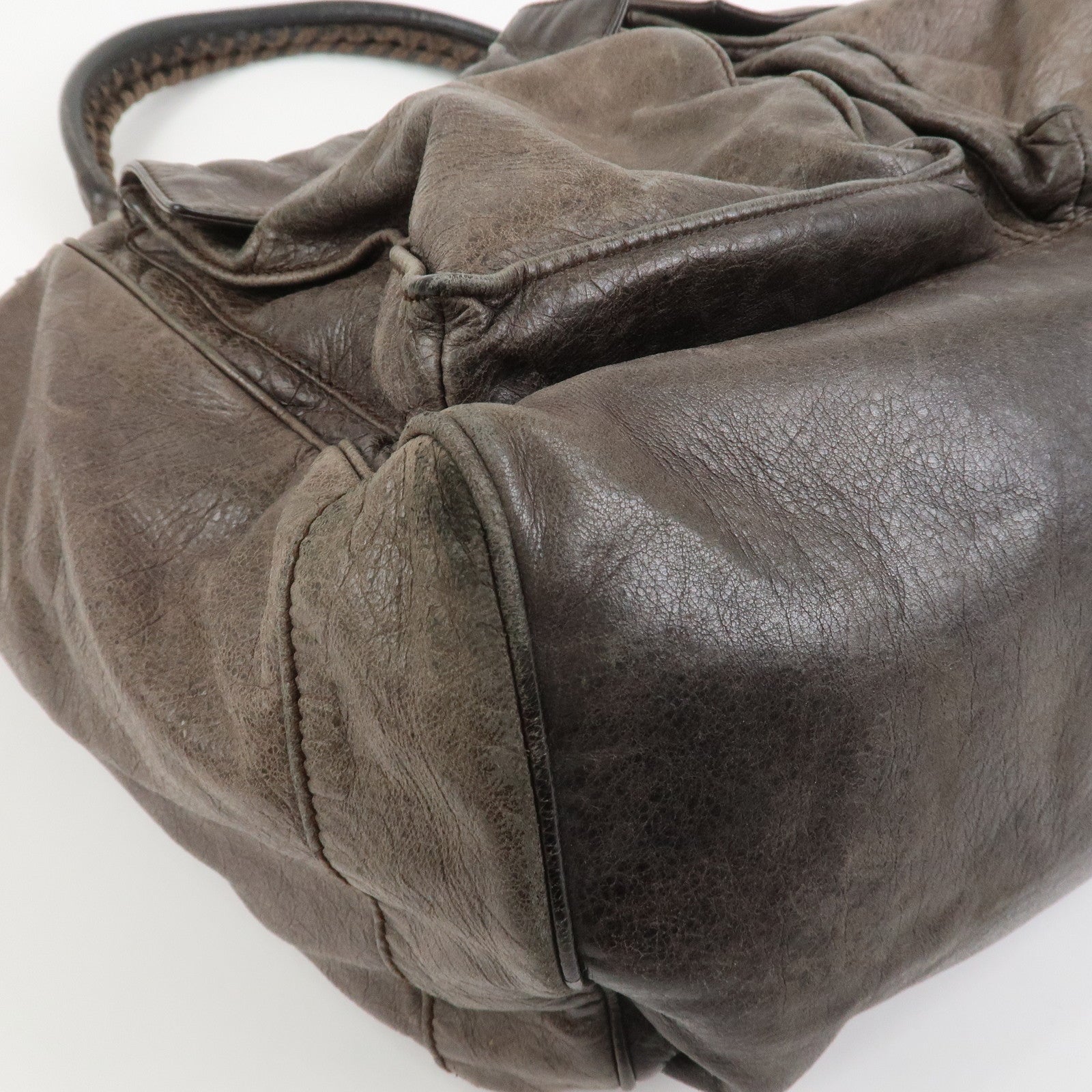 BALENCIAGA Rivacity Paper Bag Leather Tote Bag Brown 236084