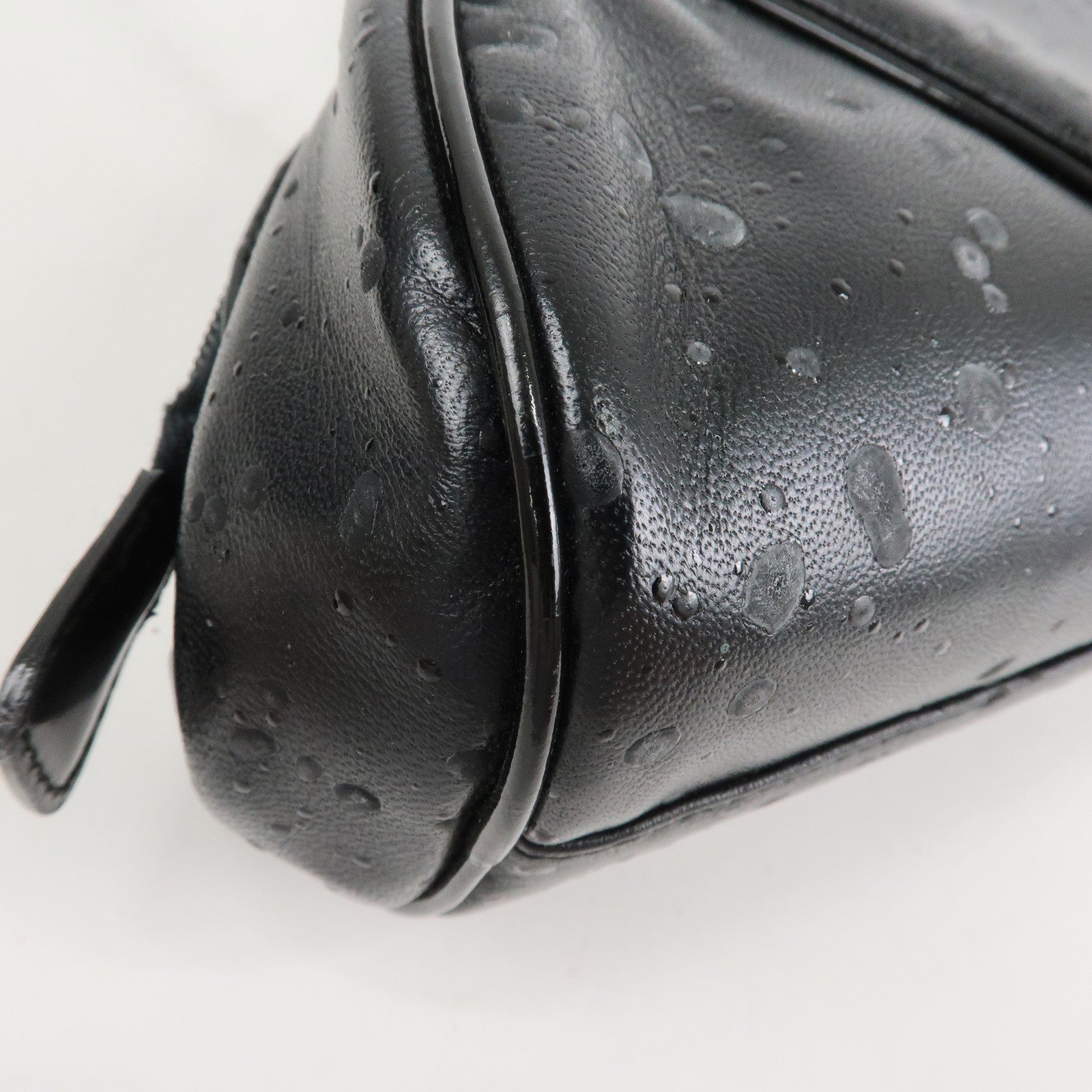 Christian Dior Leather Patent Leather Shoulder Bag Hand Bag Black