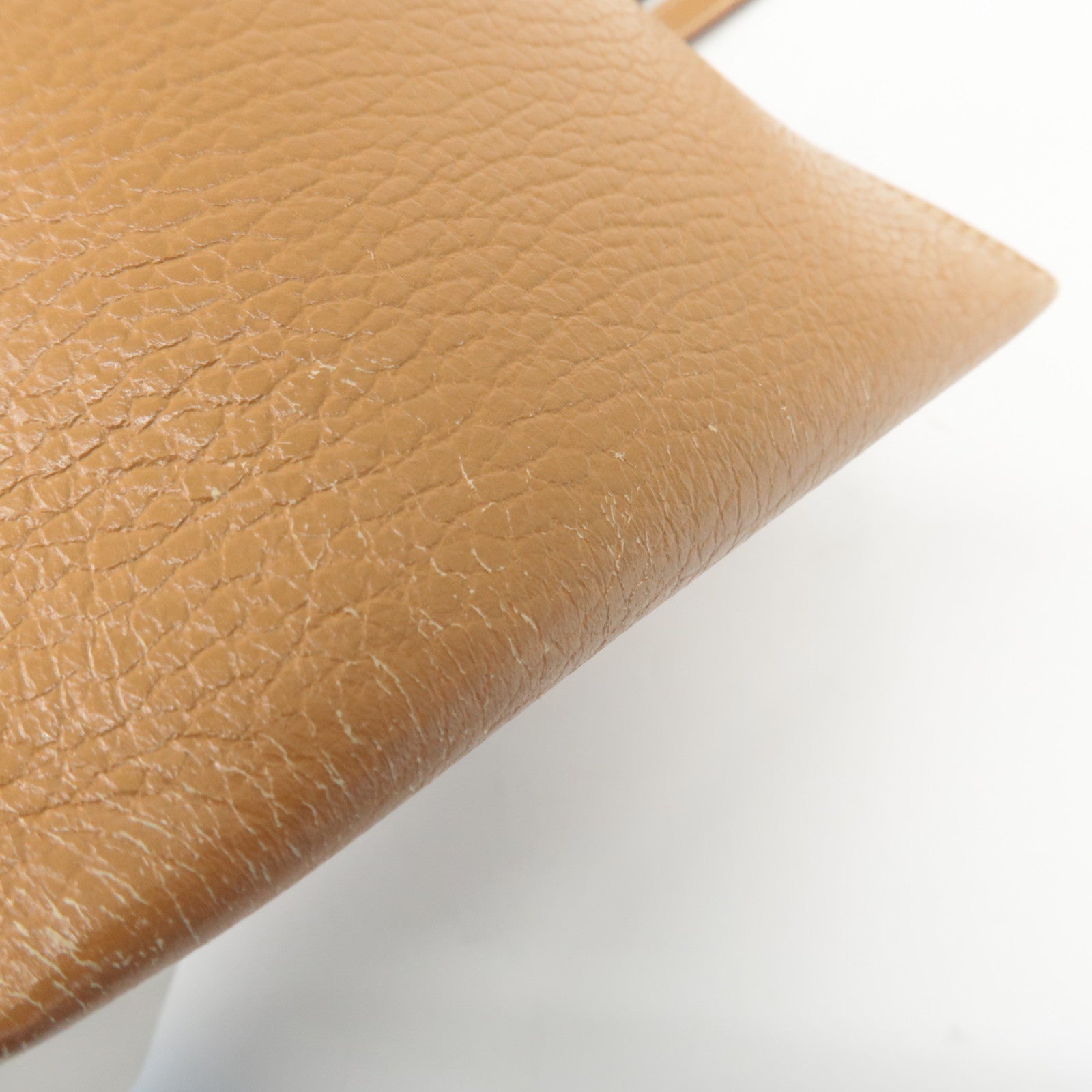 HERMES Leather Ameli H Logo Shoulder Bag Brown Silver HDW Used