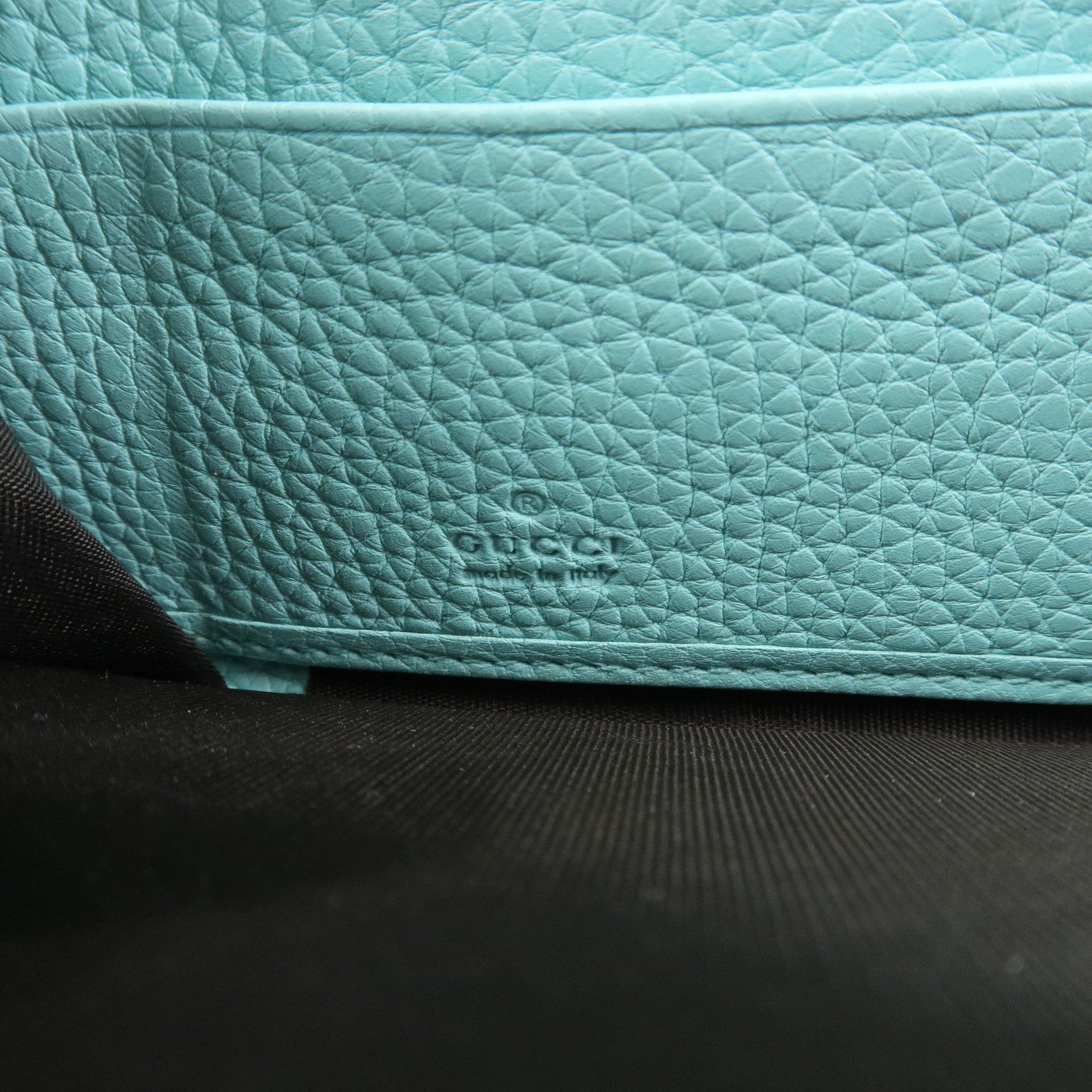 GUCCI Bamboo Leather Round Zippy Wallet Long Wallet Light Blue 307984 Used
