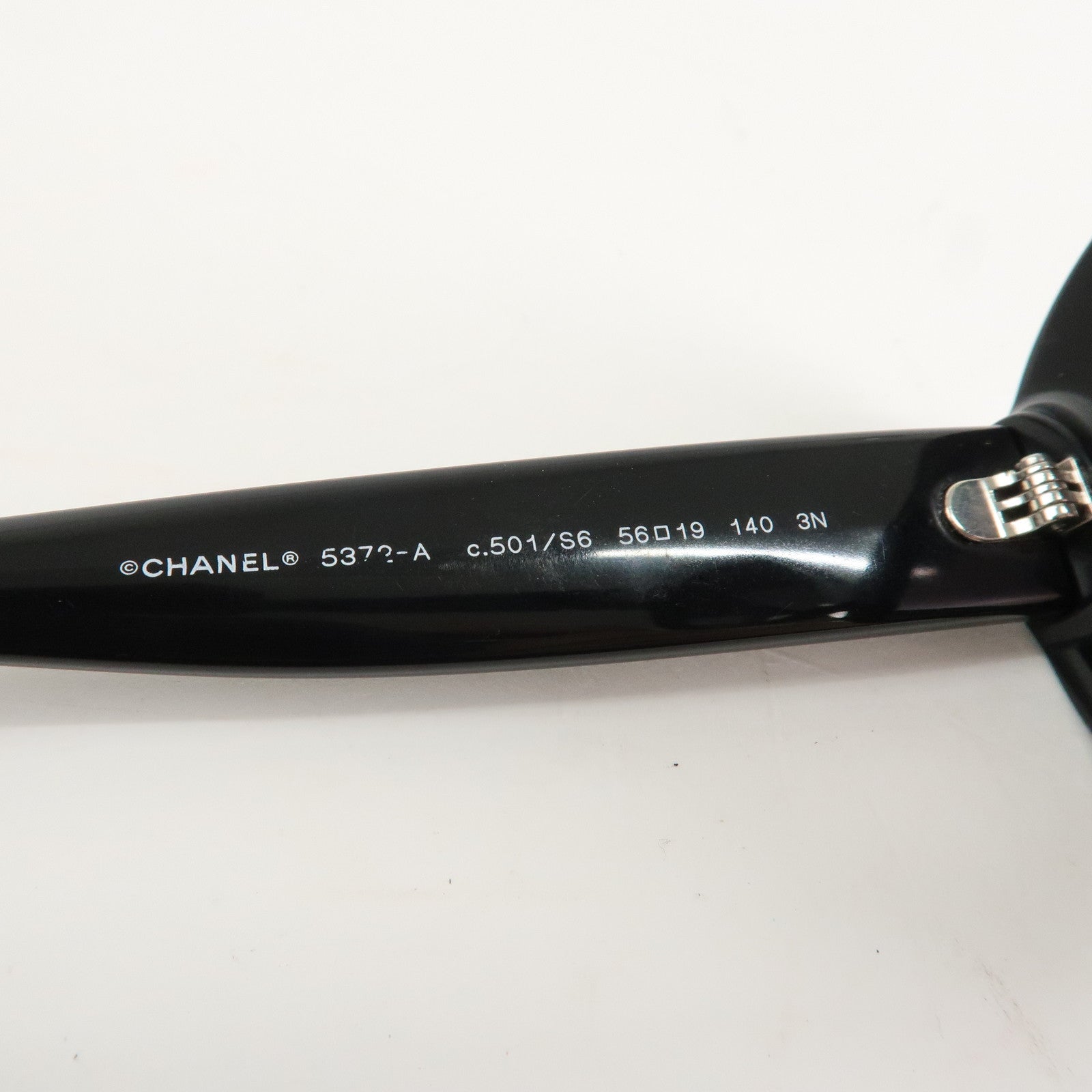 CHANEL COCO Mark Plastic Sunglasses 56□19 Black 5372-A Used