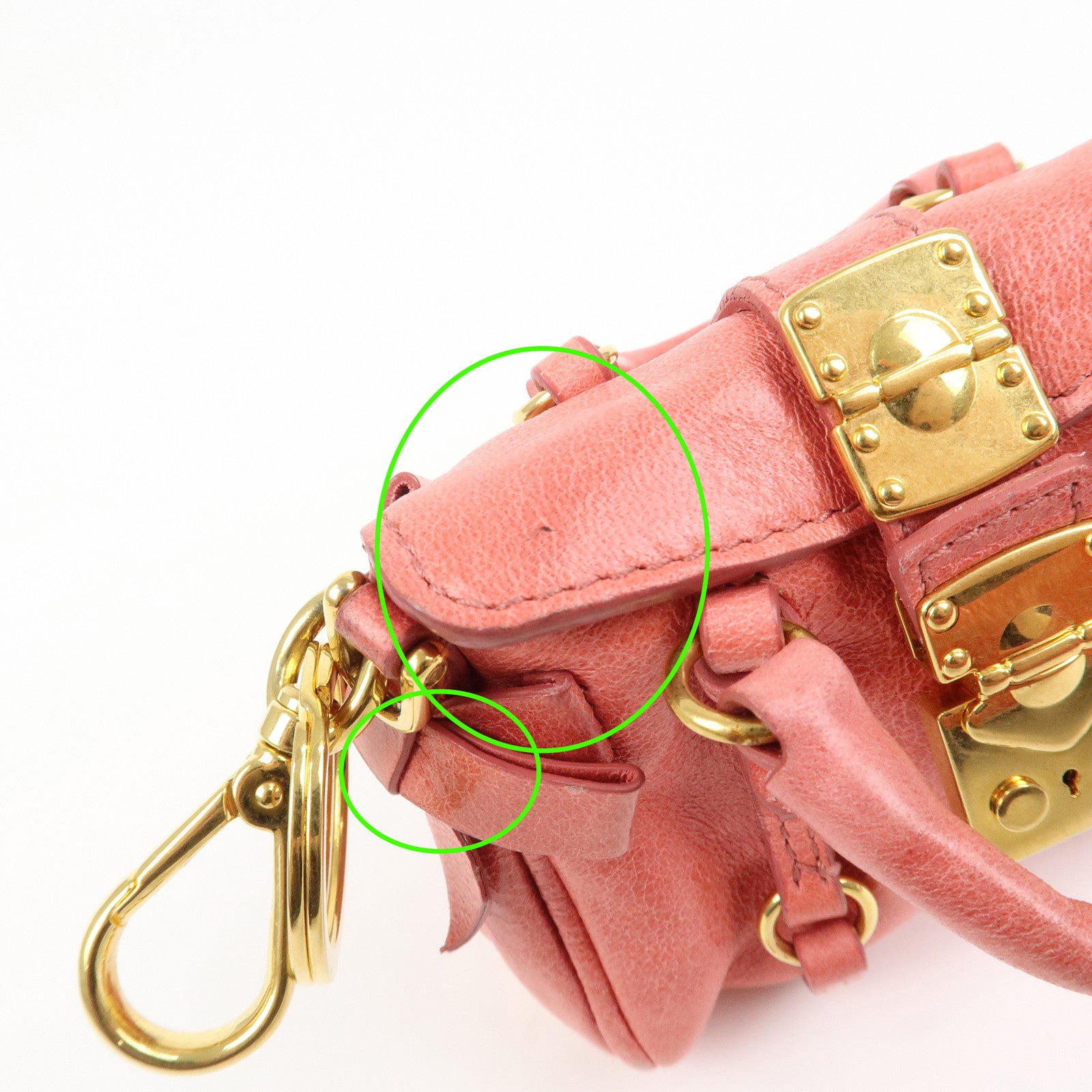 MIUMIU Leather Small Purse Bag Charm Key Charm Pink
