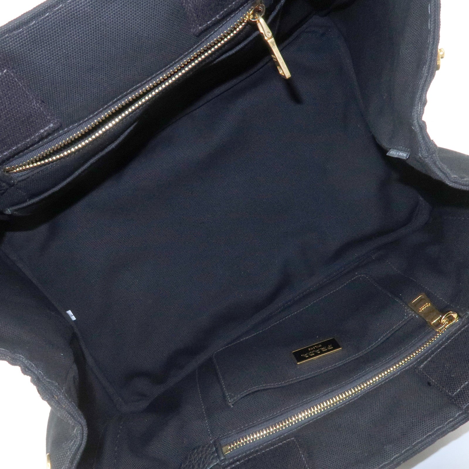 PRADA Logo Canapa Canvas Denim Tote Bag Hand Bag B1877B