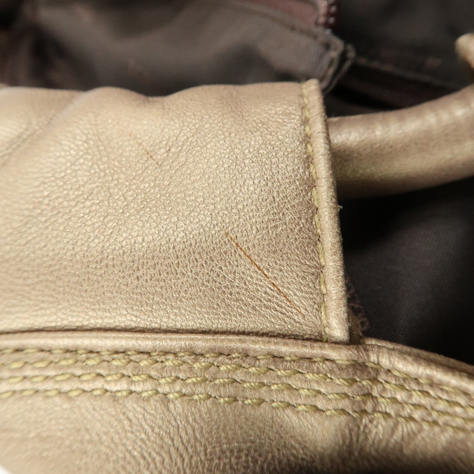 LOEWE Anagram Nappa Aire Leather Hand Bag Tote Bag Gold Used