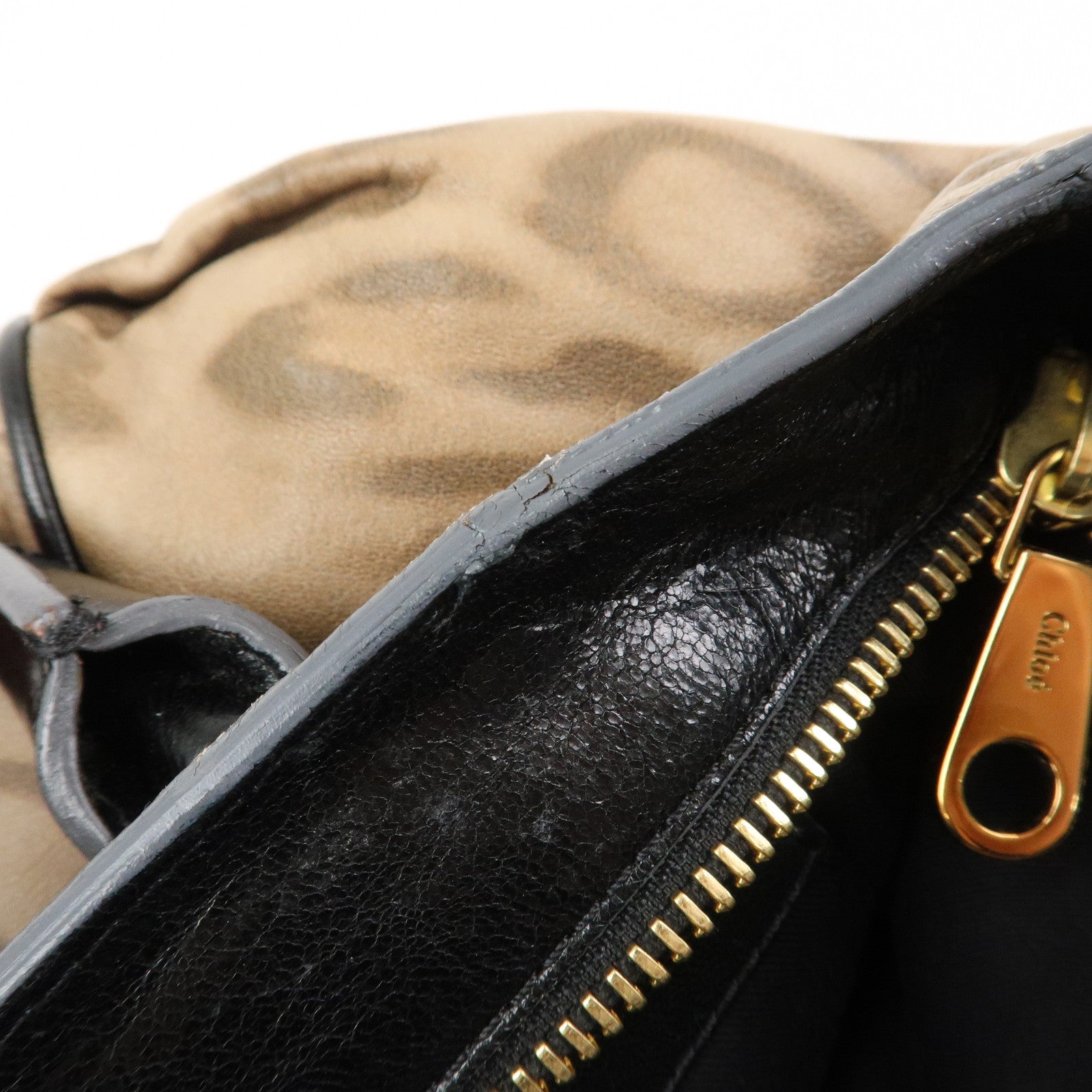 Chloe Logo Leather ETHEL 2Way Bag Hand Bag Shoulder Bag Leopard