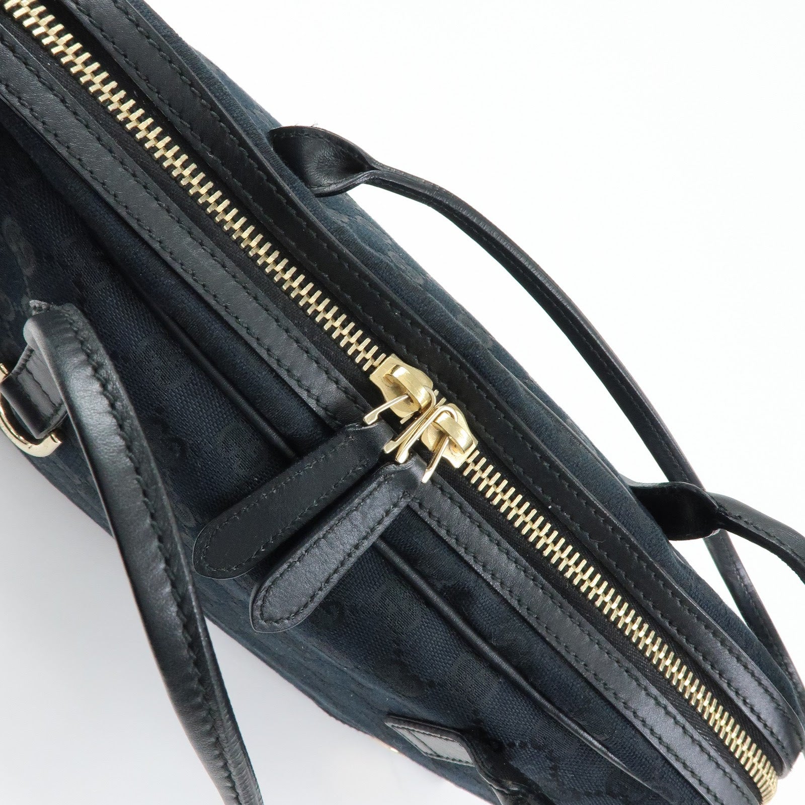 GUCCI Interlocking G Abbey GG Canvas Leather Tote Bag Black 169971