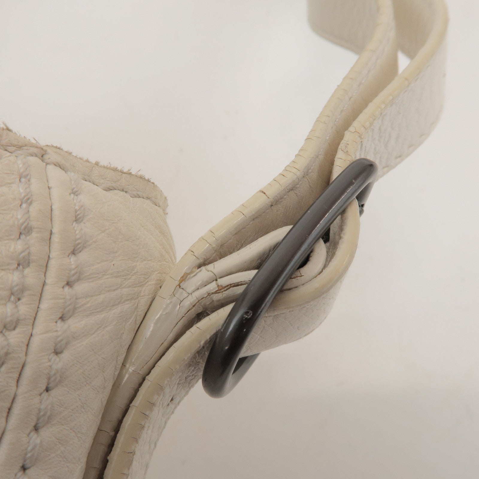 BOTTEGA VENETA Cervo Leather Shoulder Bag Hand Bag White 133507