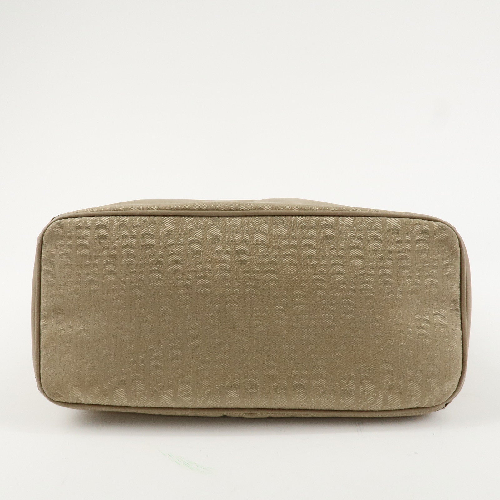 Christian Dior Trotter Canvas Leather Shoulder Bag Heart Charm Beige Used