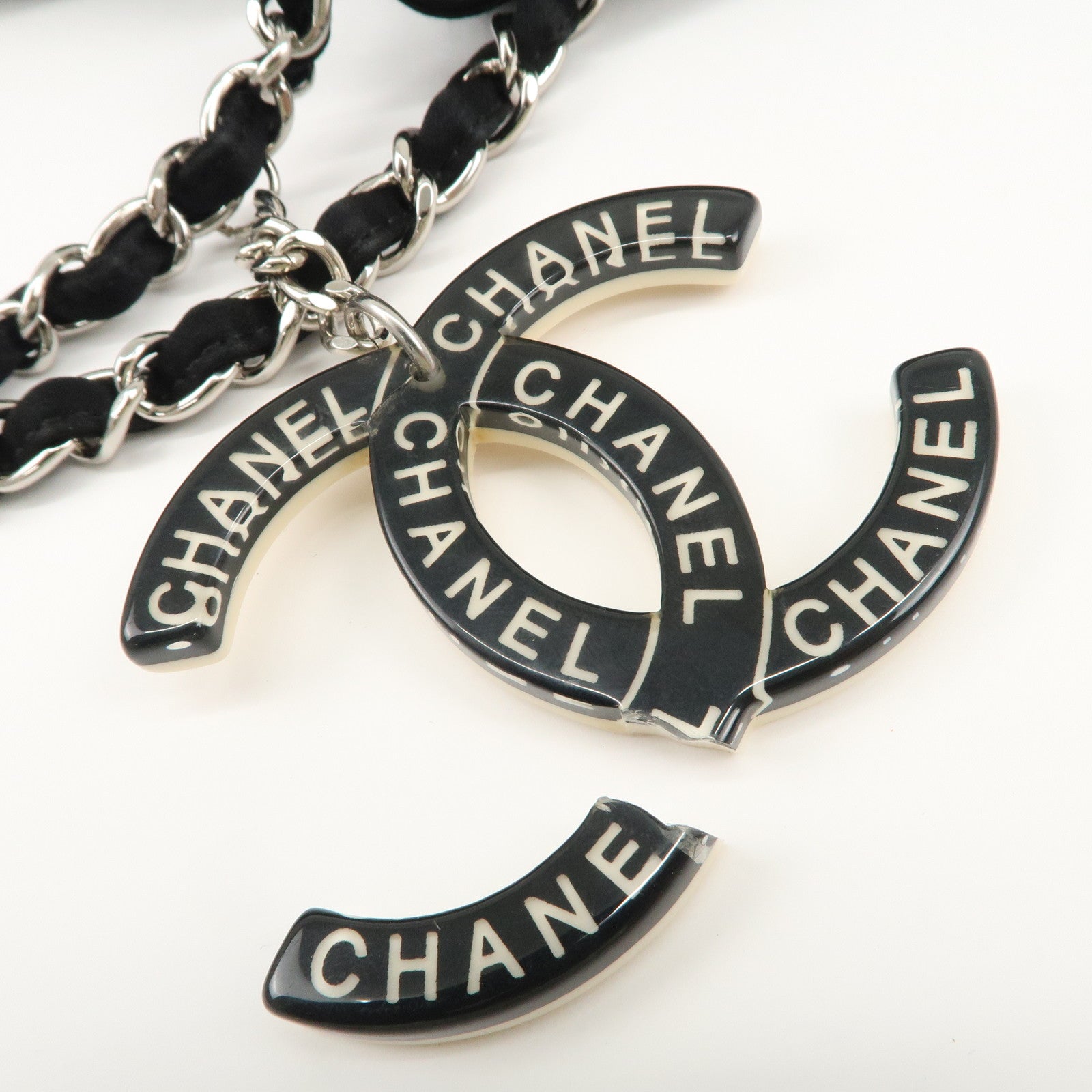 CHANEL Melrose Cabas Cotton Jersey Shoulder Bag Black Used