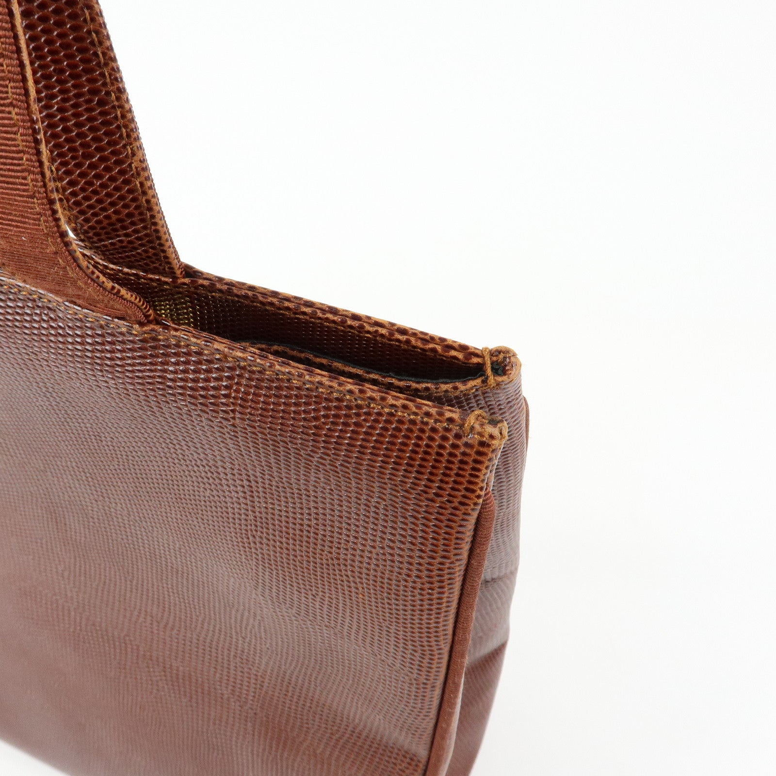 Ferragamo Vara Embossed Leather Tote Bag Shoulder Bag Brown