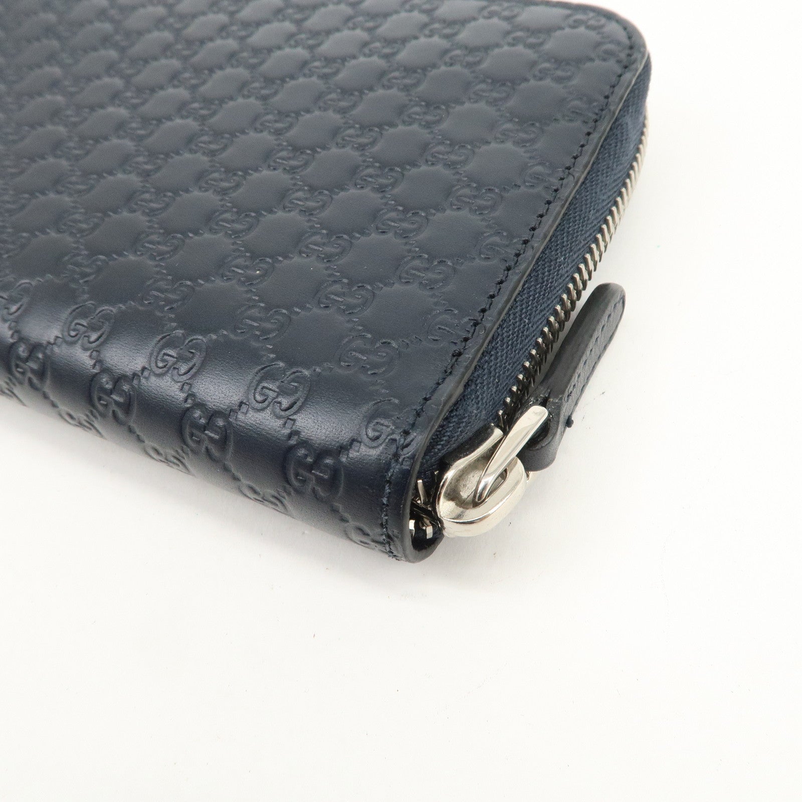 GUCCI Micro Guccissima Leather Zippy Long Wallet Navy 544473