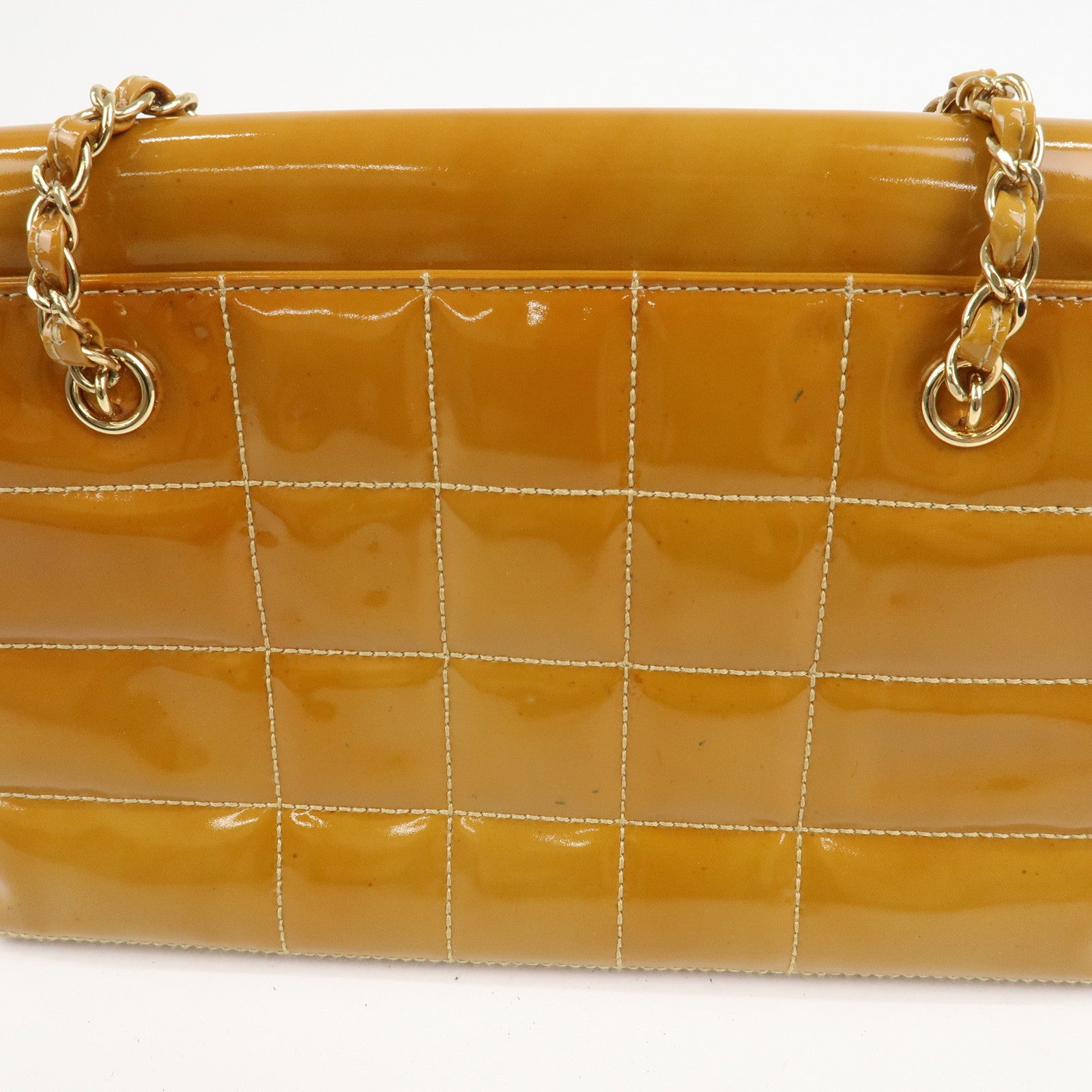 CHANEL COCO Mark Chocolate Bar Patent Leather Chain Shoulder Bag