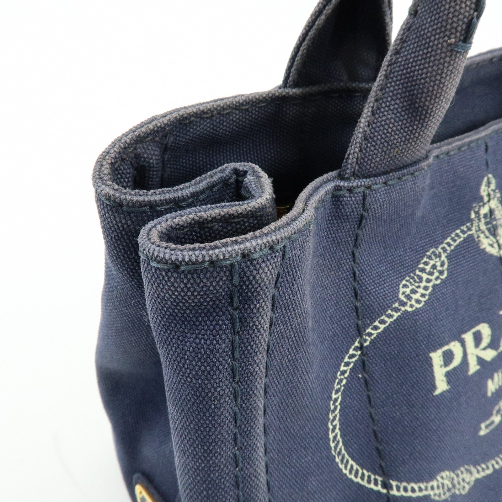 PRADA Canapa Mini Canvas 2Way Bag Hand Bag Navy 1BG439