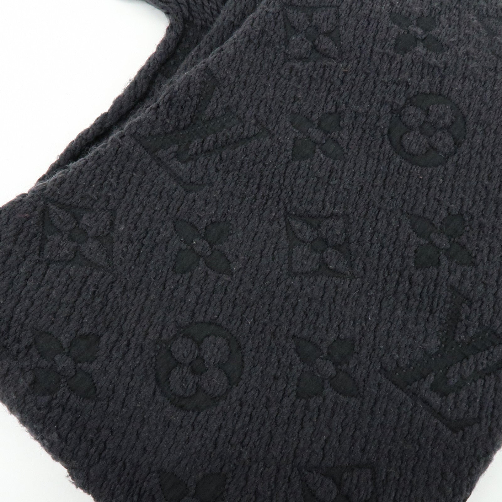 Louis Vuitton Echarpe Logomania Wool Silk Scarf Black M72431