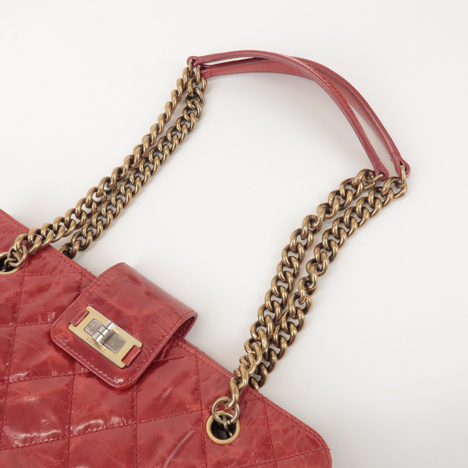 CHANEL CHANEL 2.55 Leather Chain Shoulder Bag Hand Bag Red