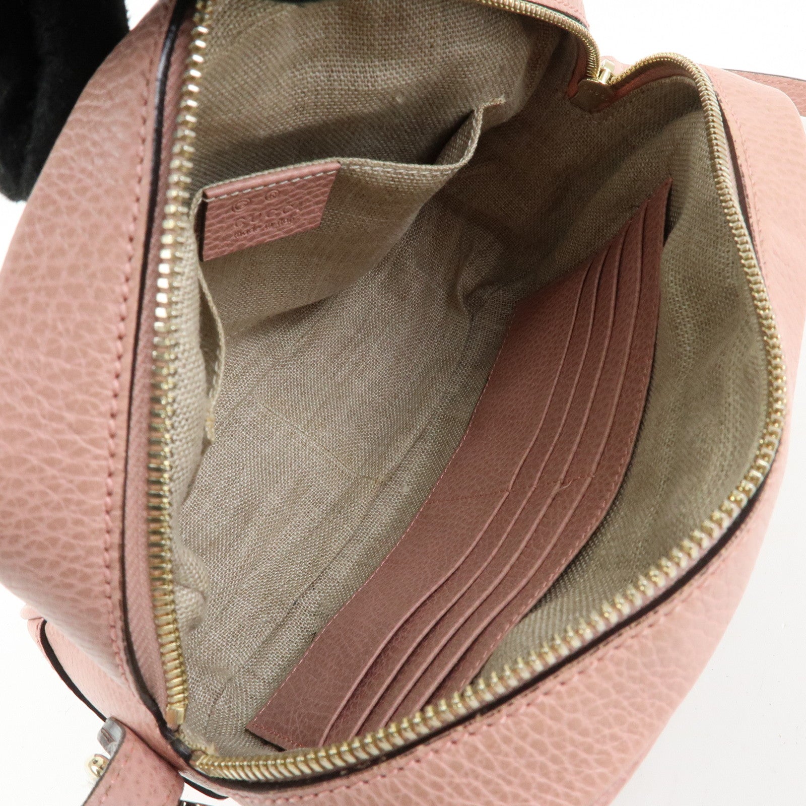 GUCCI GG Canvas Leather Shoulder Crossbody Bag Beige Pink 449413