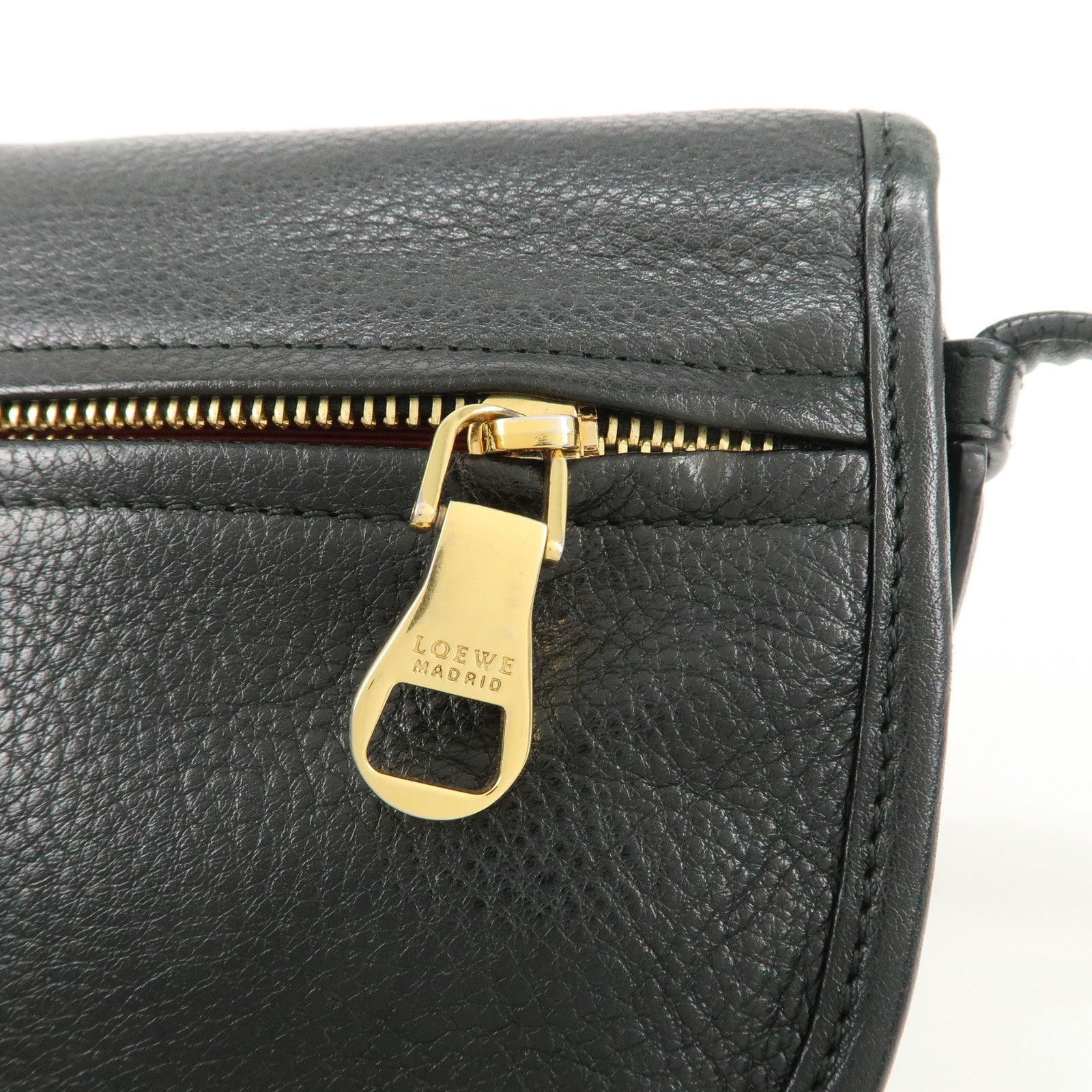 LOEWE Heritage Leather Shoulder Bag Crossbody Bag Black Used