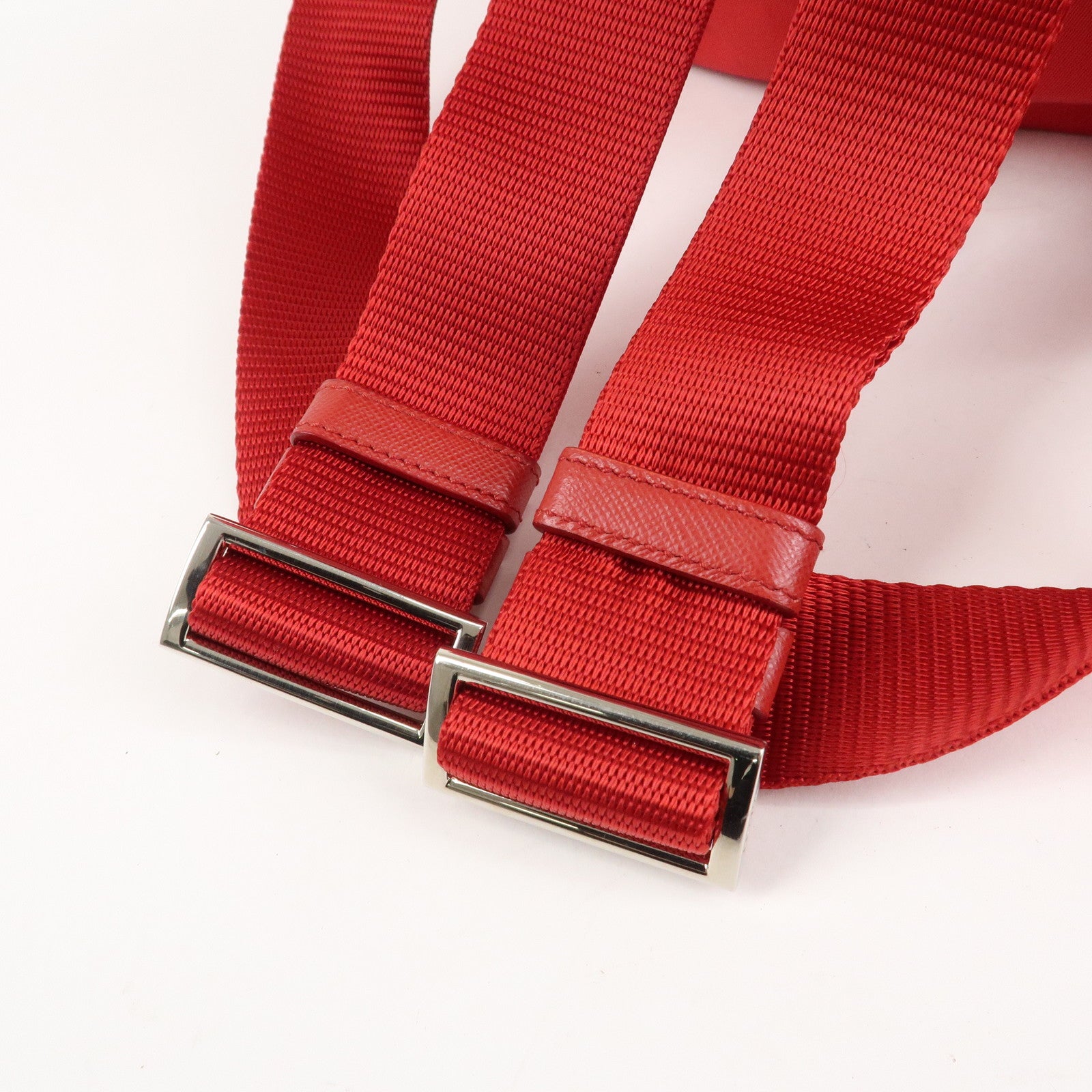 PRADA Triangle Logo Nylon Leather Backpack Ruck Sack Pink B6677 Used