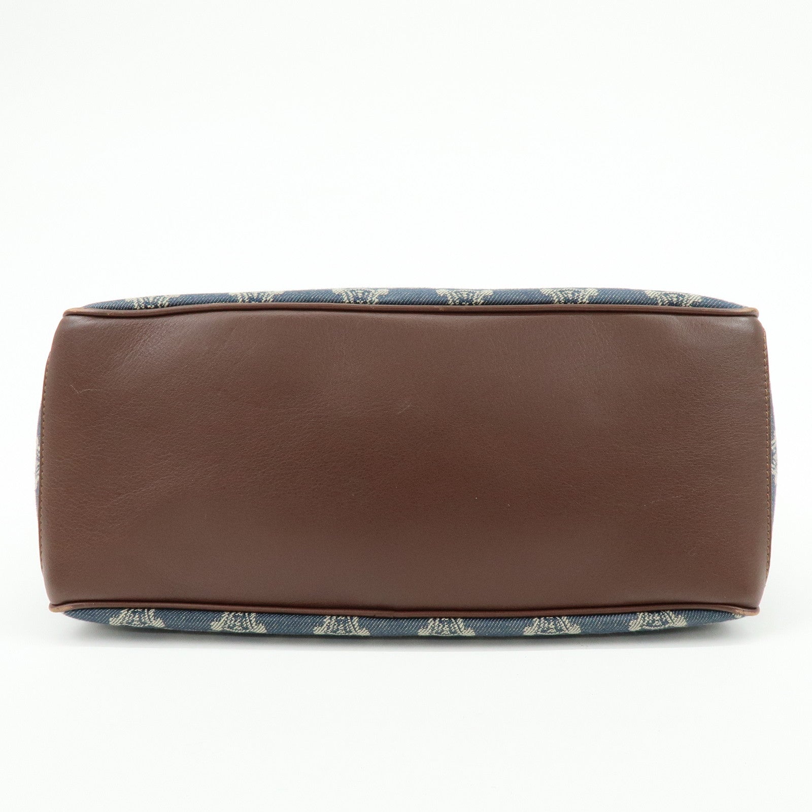 CELINE Macadam Denim Leather Boogie Bag Hand Bag Blue Brown