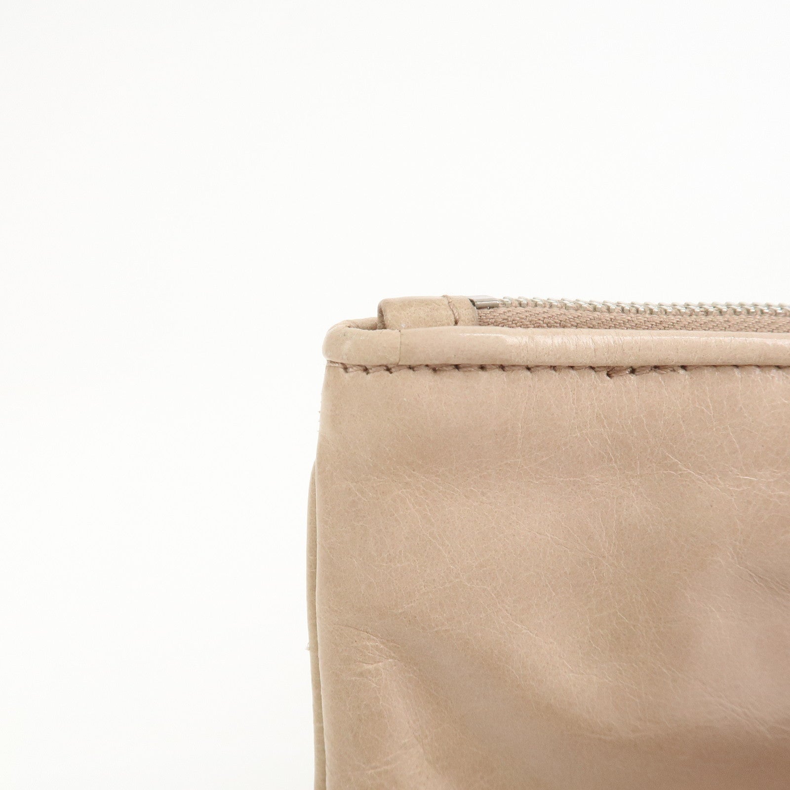 MIU MIU Leather Fur Clutch Bag Pouch Pink Beige 5NH811